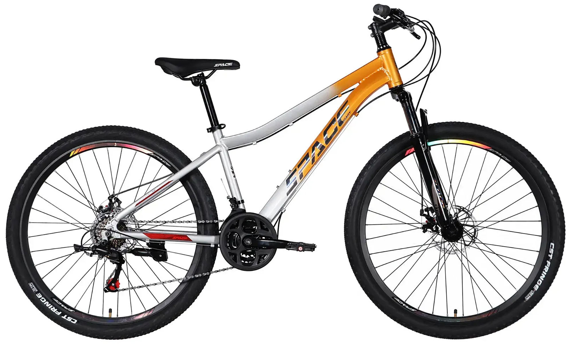 Велосипед SPACE LYRA DD FR 26", размер XS, рама-13", год 2026, оранжево-серебристый 