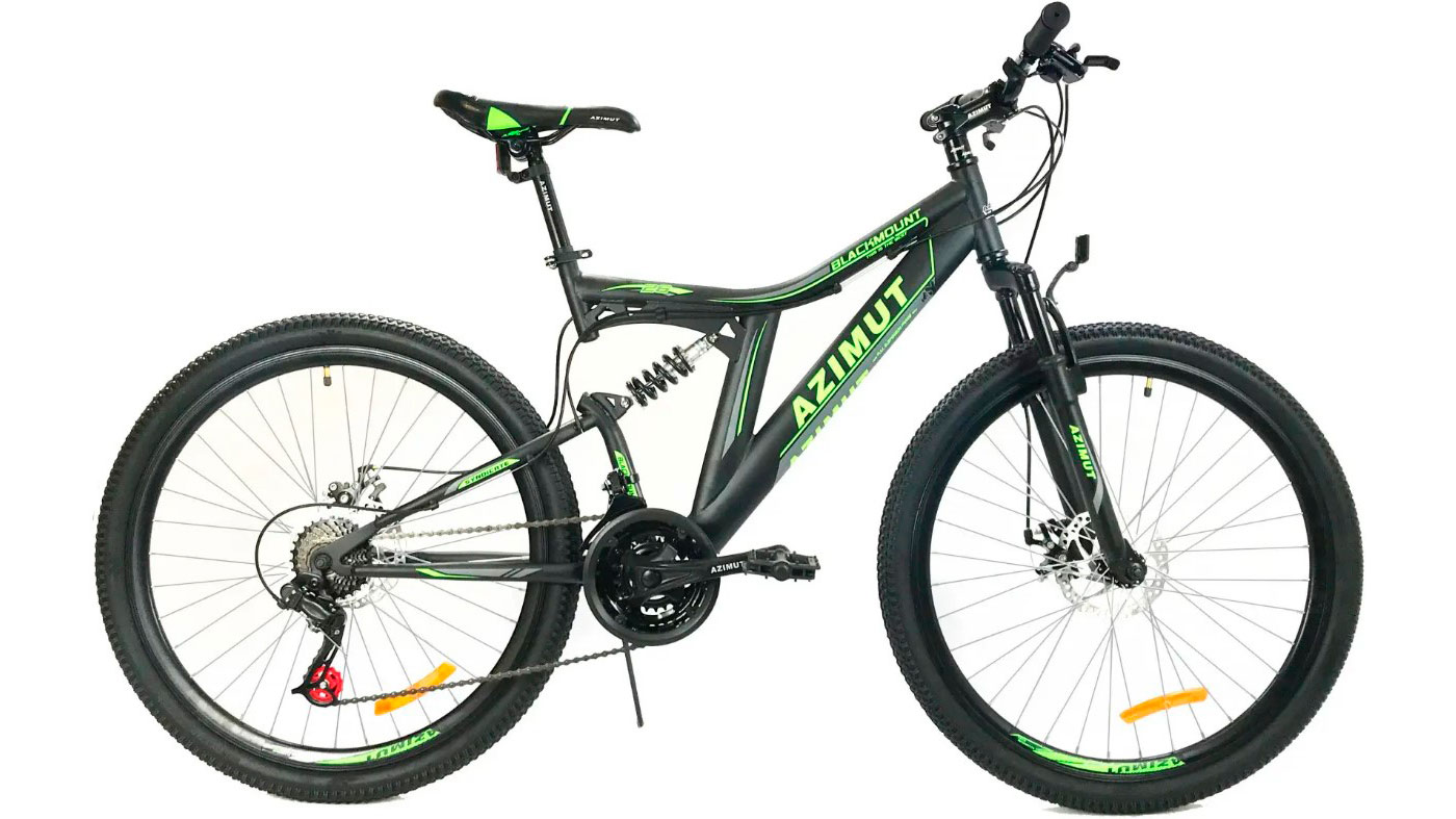Фотография Велосипед Azimut Blackmount GD 26" размер М рама 18 Черно-зеленый