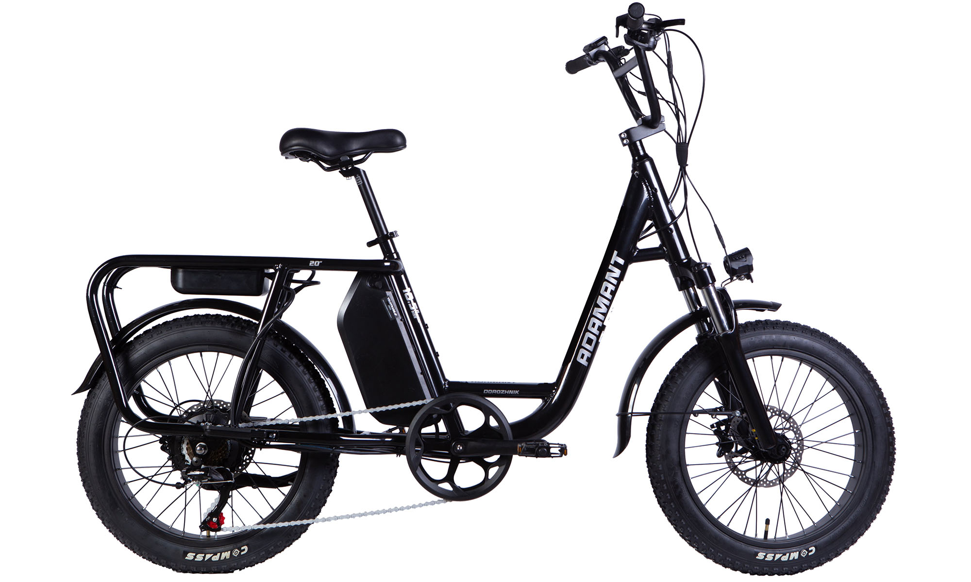 Велосипед с электроприводом Dorozhnik eADAMANT HDD 20", размер M, рама-18,5", 48B, 17.5А*ч, 750Вт, год 2025, черный 
