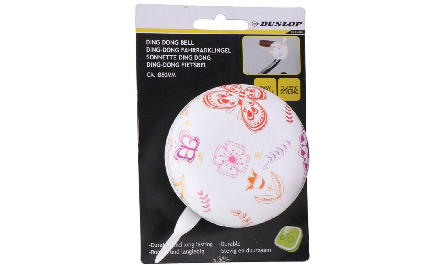 Дзвінок Dunlop 80мм, білий з метеликом 2