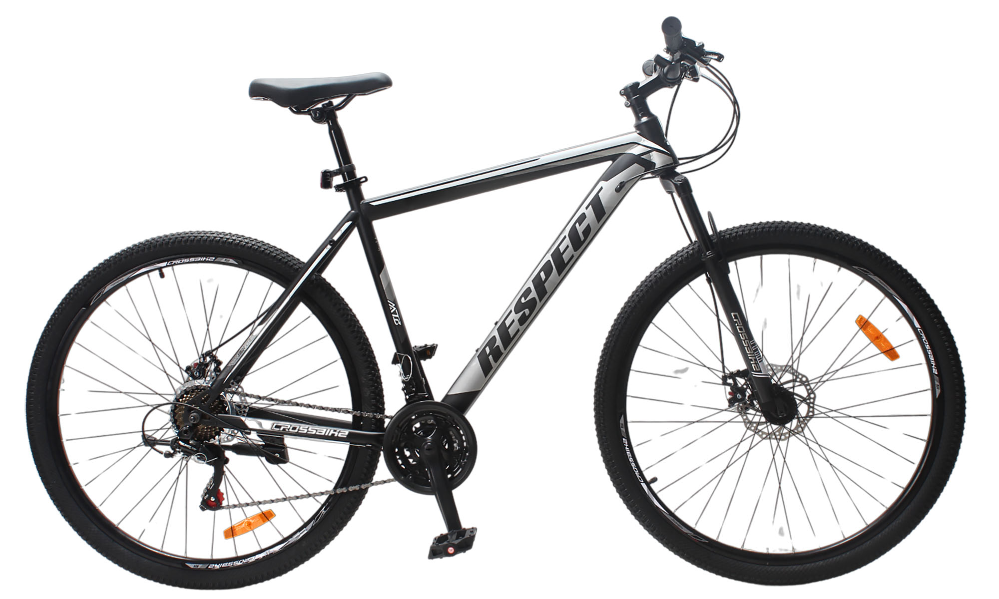 Велосипед CrossBike RESPECT 29", размер XL, рама 21", год 2025, Черный-Серый 