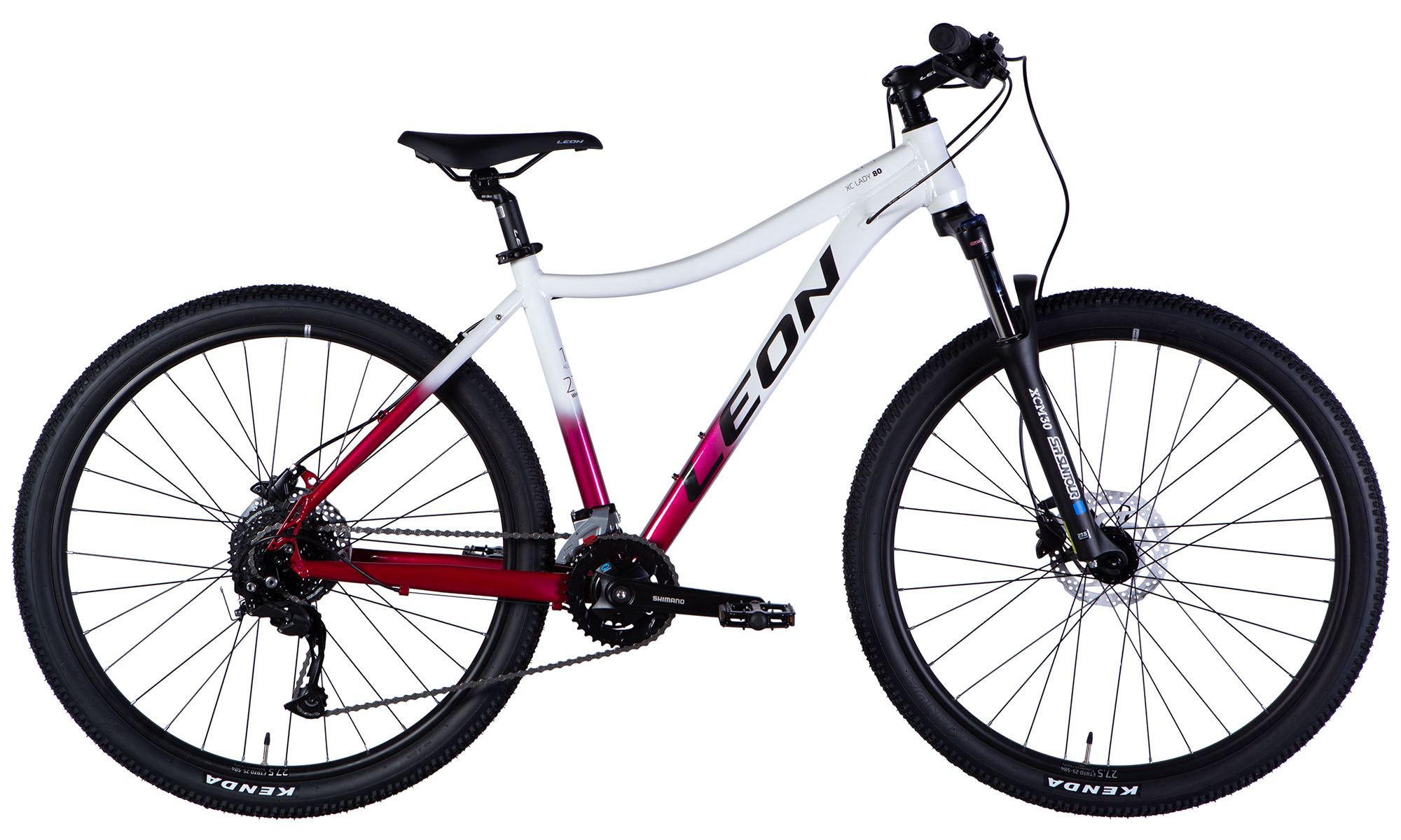 Фотография Велосипед Leon XC LADY 80 HDD 27,5", размер M, рама 18", 2025, белый с малиновым 