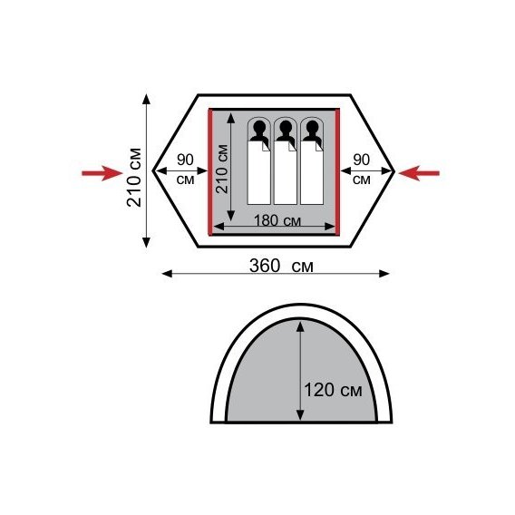 Фотографія Намет Tramp Peak 3 сіро-червоний 3