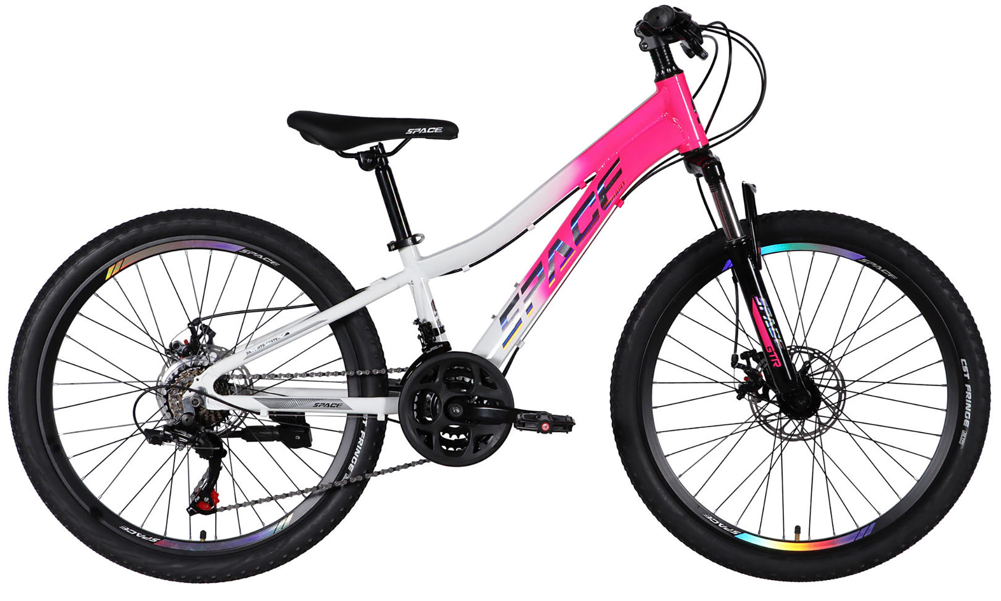 Велосипед SPACE IZIDA DD FR, 24", розмір XXS, рама-11", рік 2026, рожево-білий Велосипед SPACE IZIDA DD FR, 24", розмір XXS, рама-11", рік 2026, рожево-білий