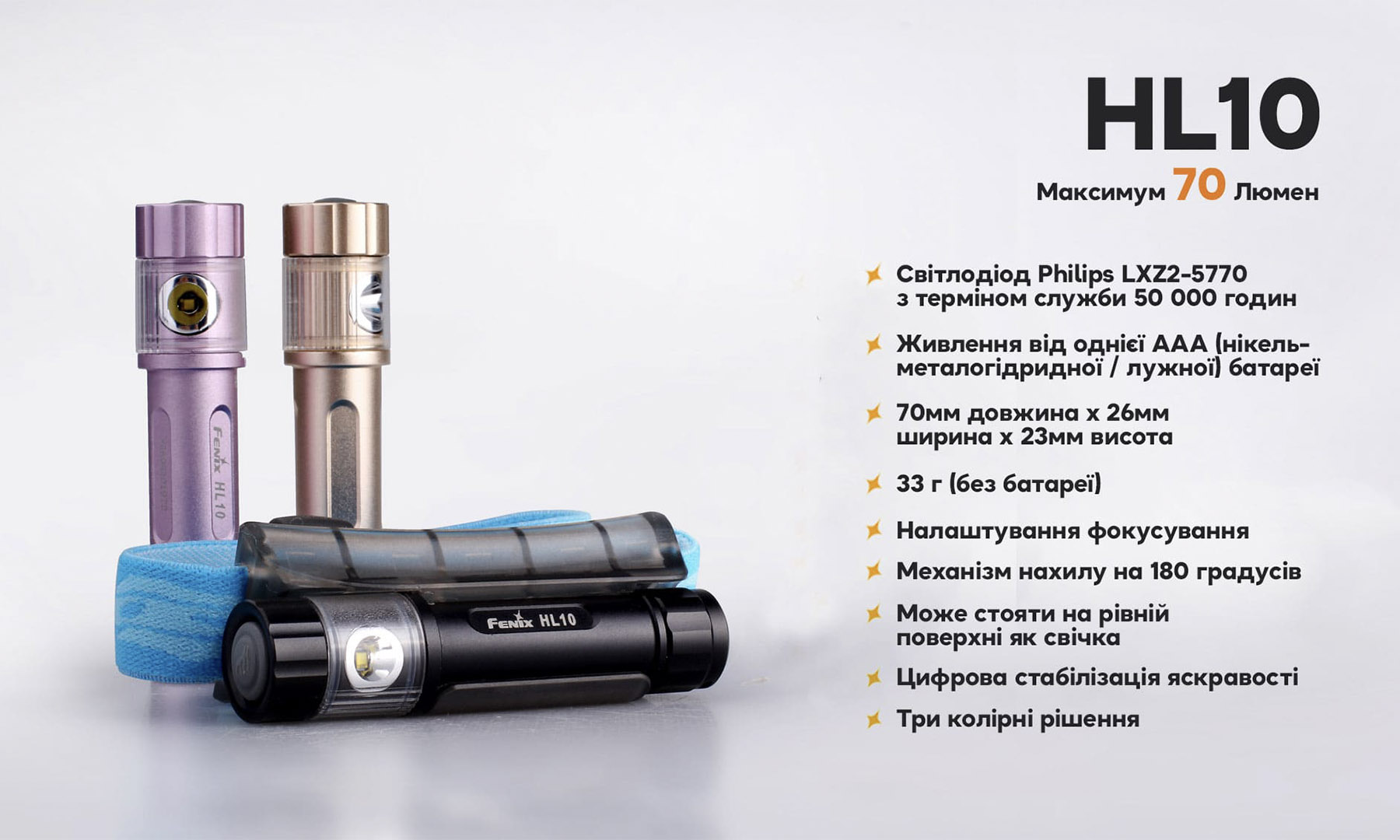 Ліхтар налобний Fenix ​​HL10 пурпурний 6