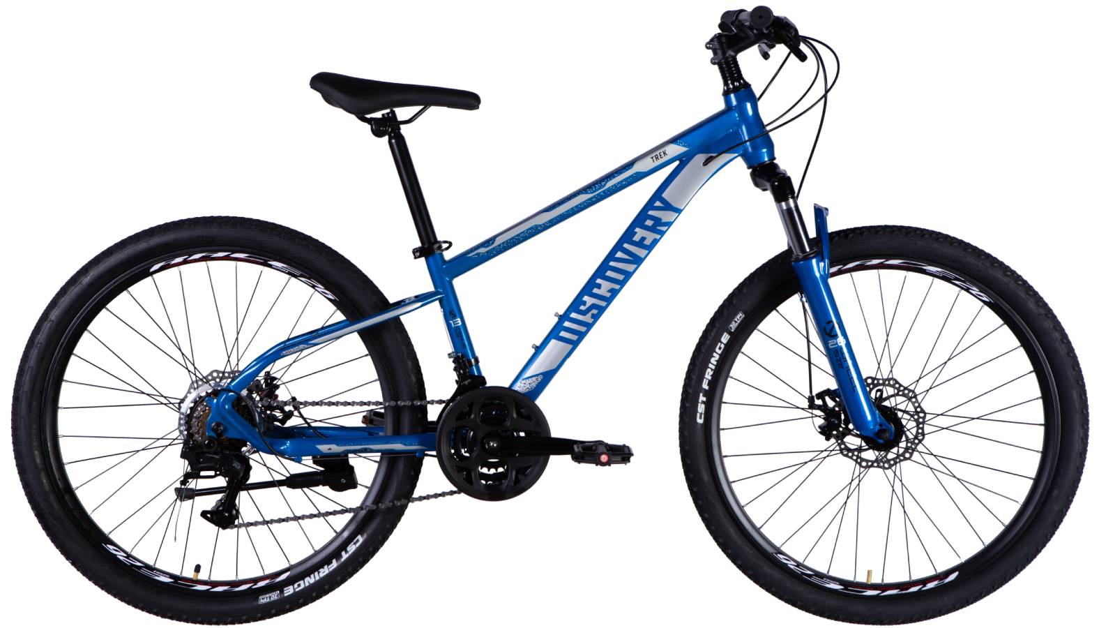Велосипед Discovery TREK DD FR 26", размер XS, рама-13", 2025, сине-серебристый 