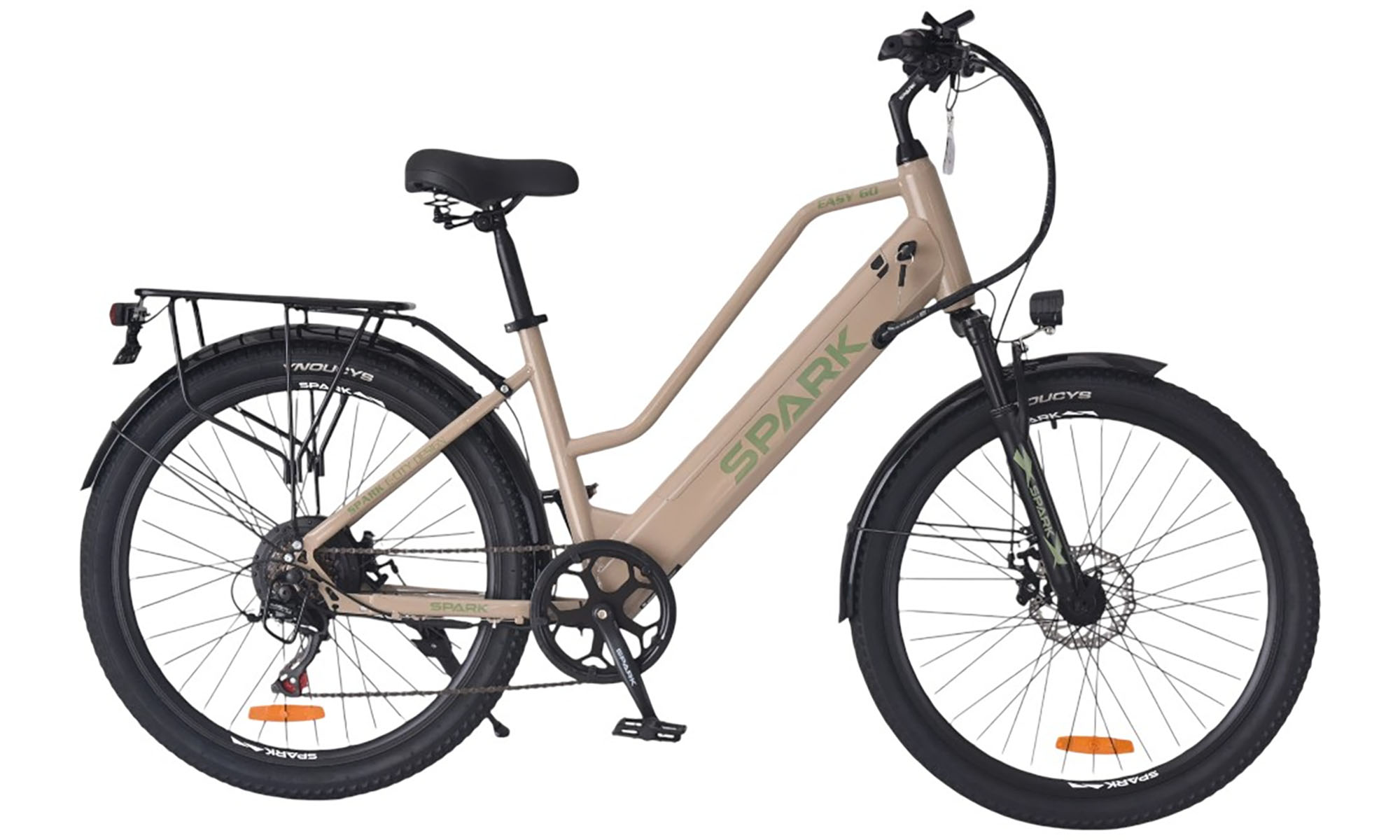 Велосипед с электромотором SPARK E-CITY EASY GO 26", размер M, рама 17", 48V/500W/12,5Ah, год 2026, бежевый 