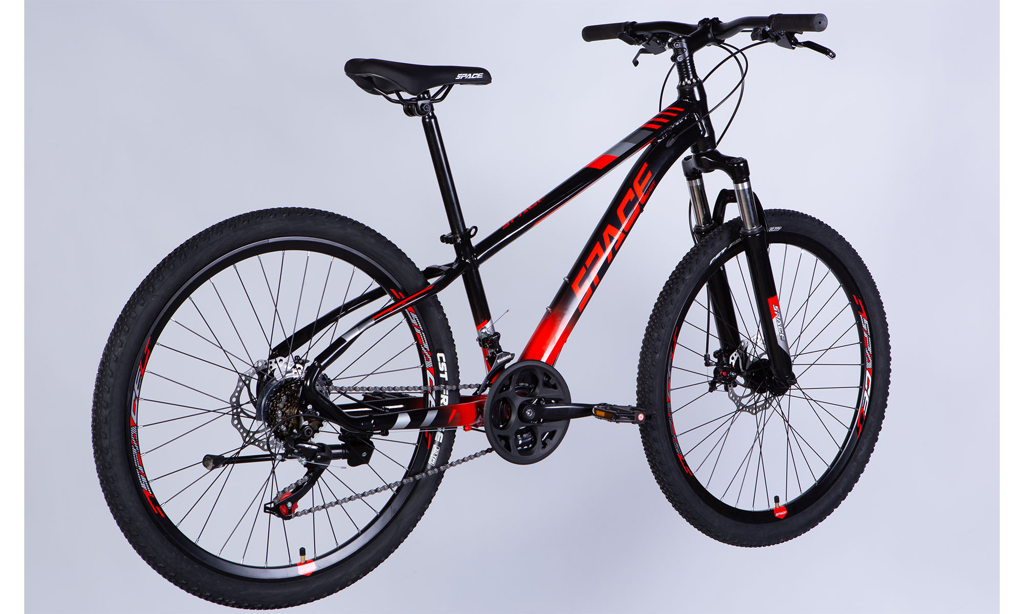 Фотография Велосипед SPACE MERCURY DD FR, 26", AL, размер XS, рама 13", 2025, черно-красный 3