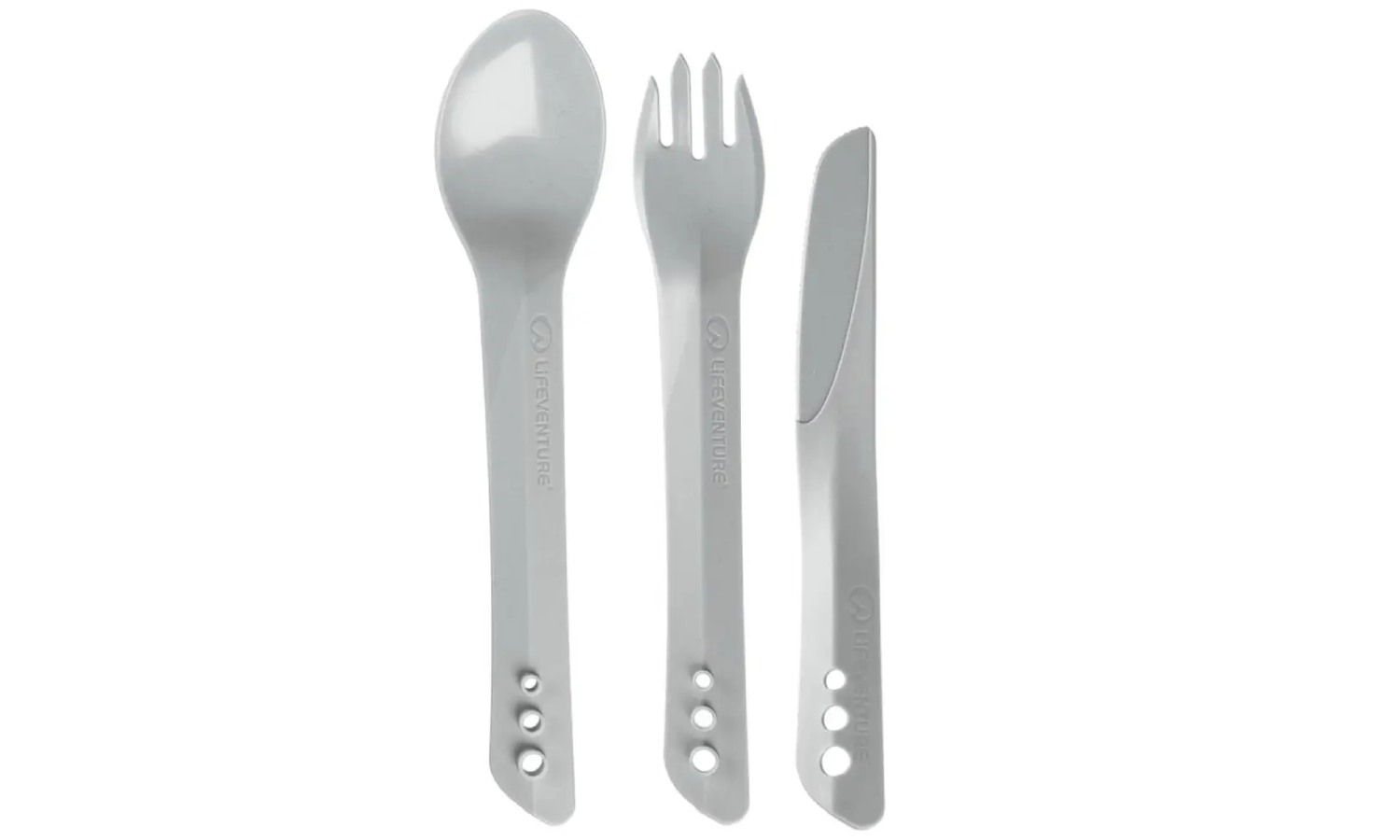 Фотография Вилка, ложка, нож туристические Lifeventure Ellipse Cutlery light grey