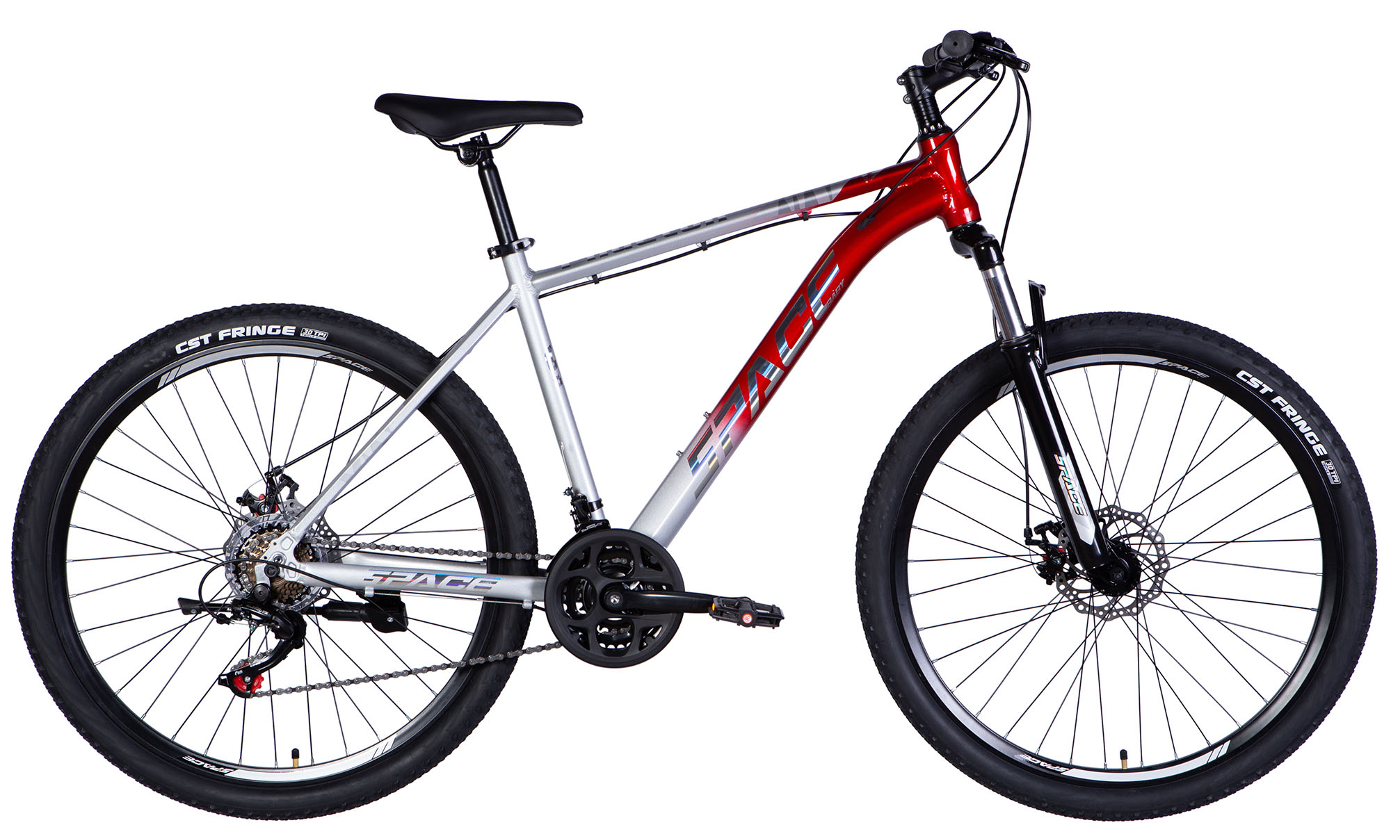 Велосипед SPACE PHAETON DD FR 27.5", размер L, рама-19", год 2026, серебристо-красный Велосипед SPACE PHAETON DD FR 27.5", размер L, рама-19", год 2026, серебристо-красный