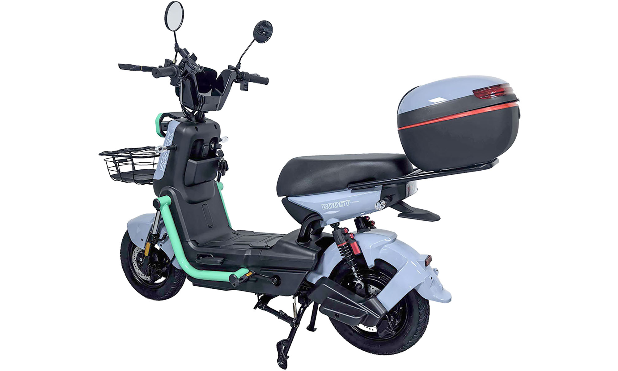 Велосипед з електромотором SPARK BOOST 14", розмір уніиверсальний, рік 2026, 72V/1200W/25Ah, сірий з блакитним 4