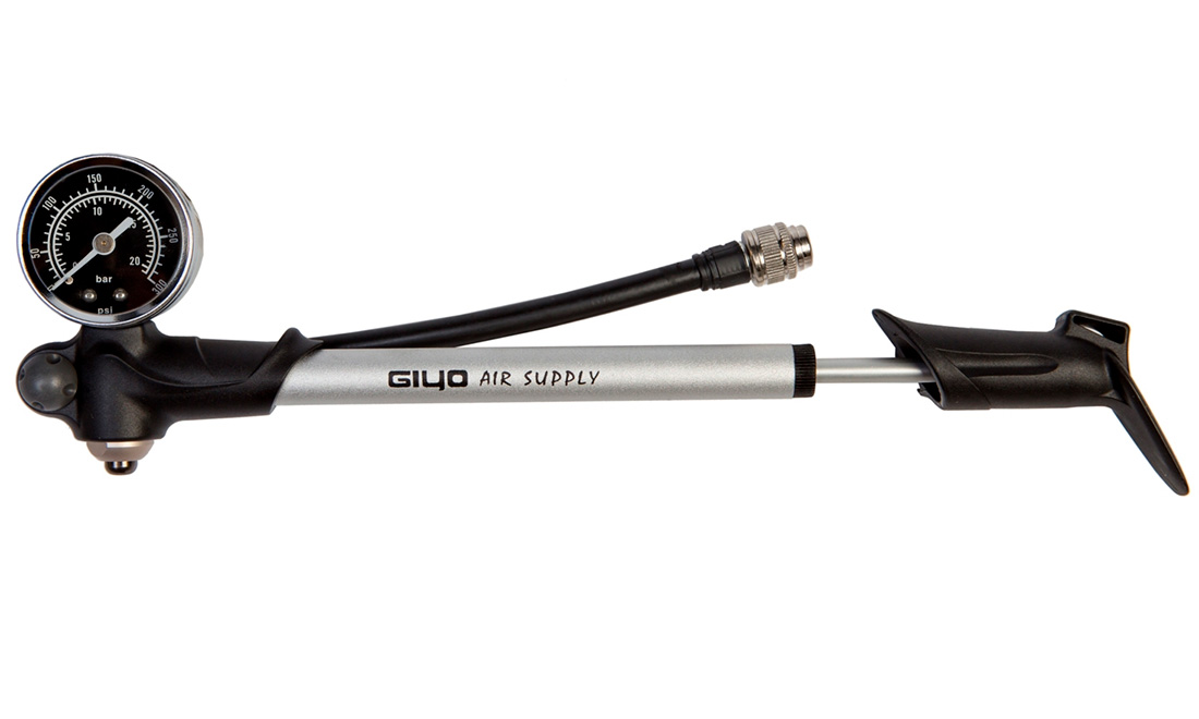 Насос для вилок выс. давления GIYO GS-02PT с манометром (300psi) алюм  серебристый