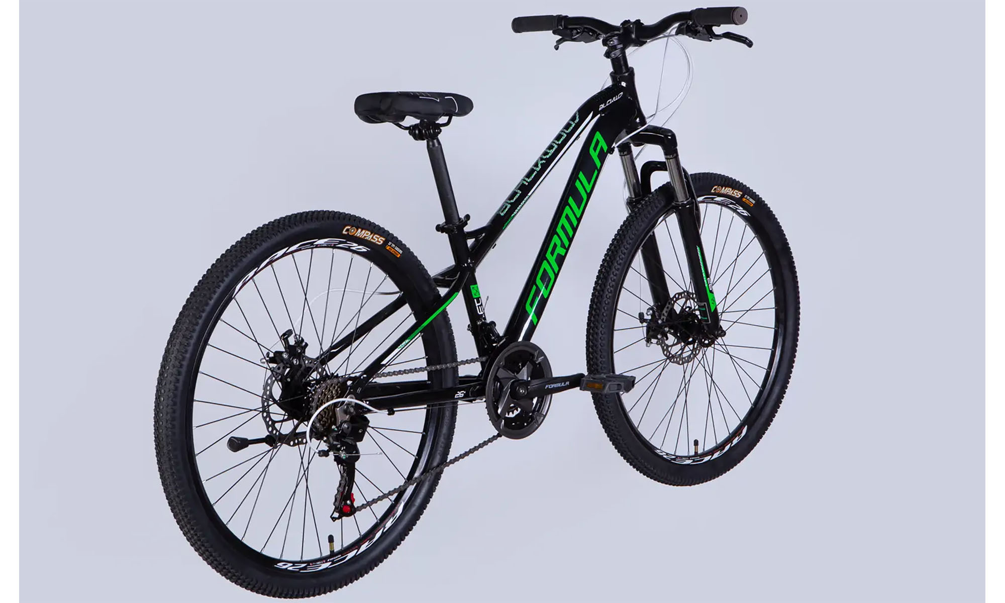 Велосипед Formula BLACKWOOD DD FR, 26", размер XS, рама 13", год 2026, черный с зеленым 4