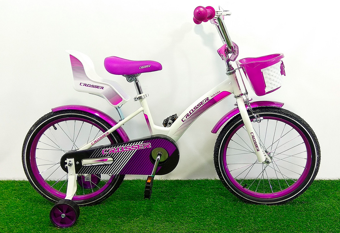 Велосипед Crosser Kids Bike 16" (2021)  Бело-фиолетовый
