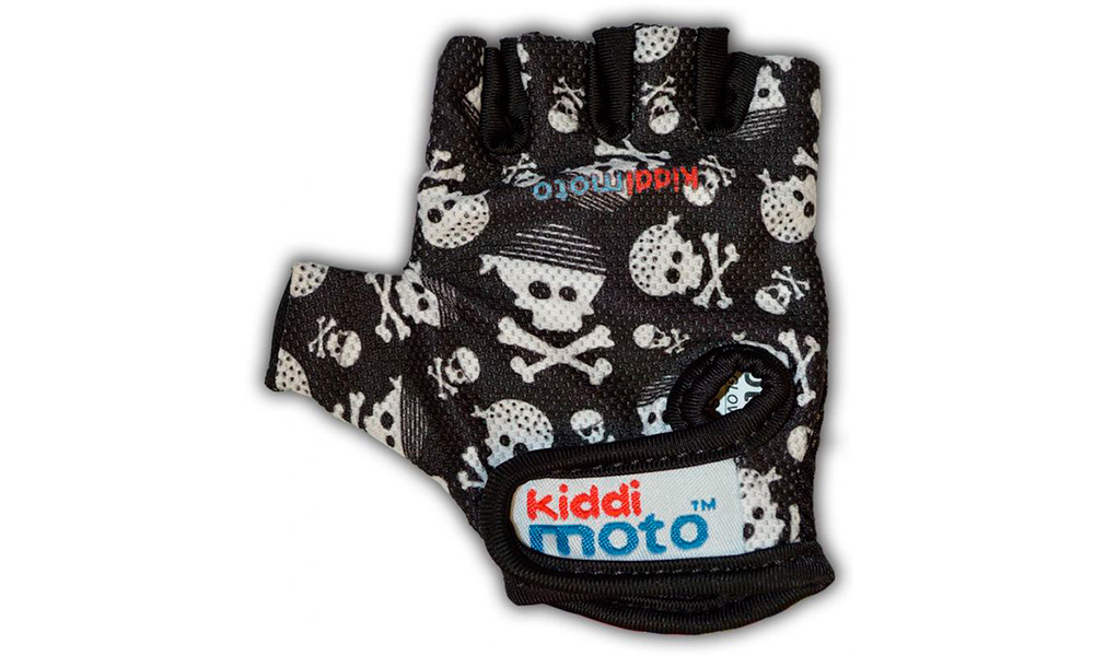 Фотография Перчатки детские Kiddimoto чёрный с черепами, размер M  