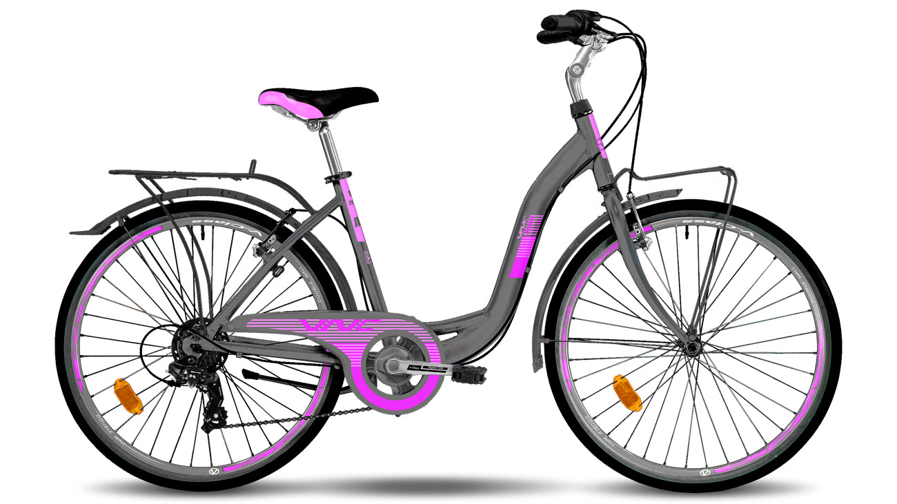 Фотографія Велосипед VNC Riviera A3 26" розмір S 2023 Сіро-рожевий