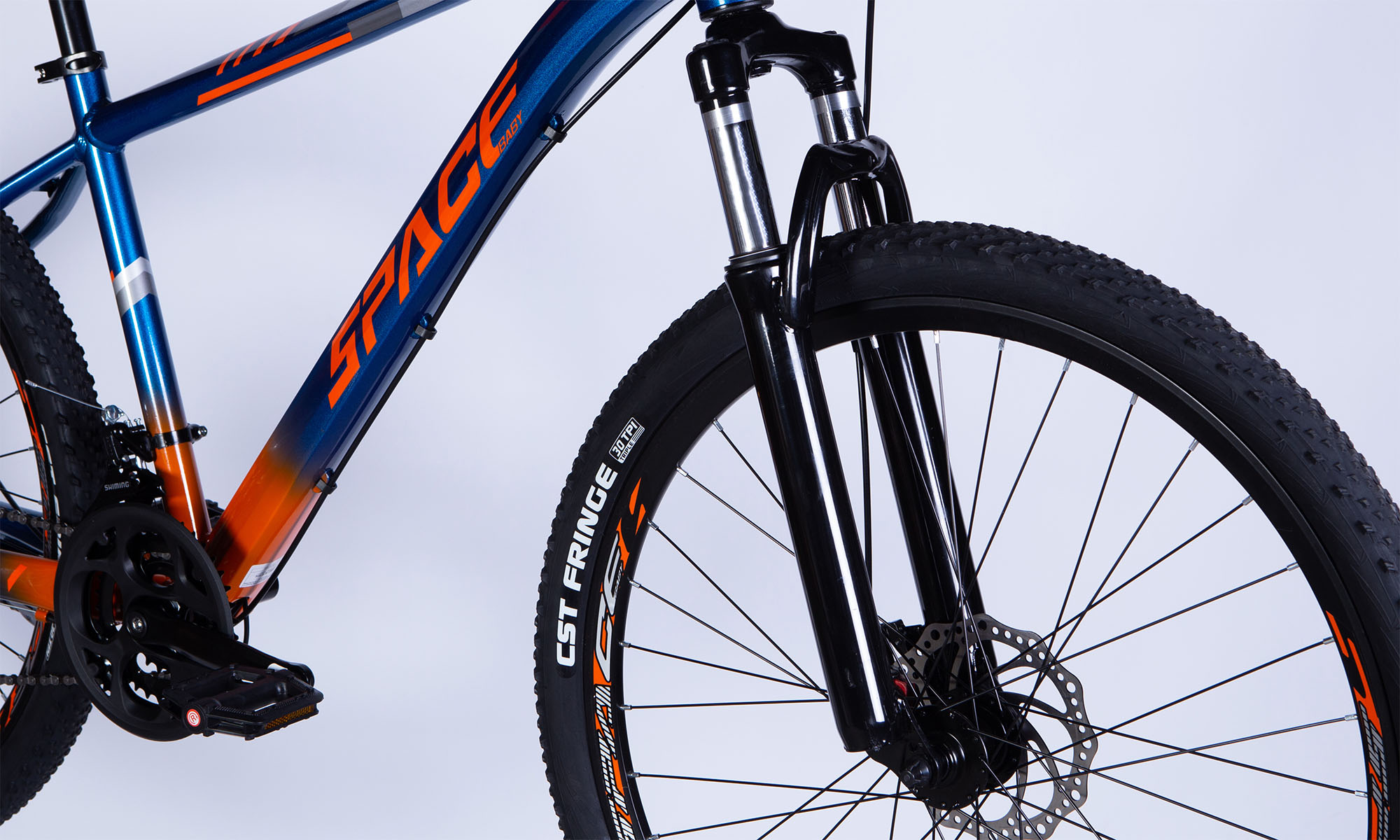 Велосипед SPACE MERCURY DD FR 29", размер M, рама-18", год 2026, сине-оранжевый 4