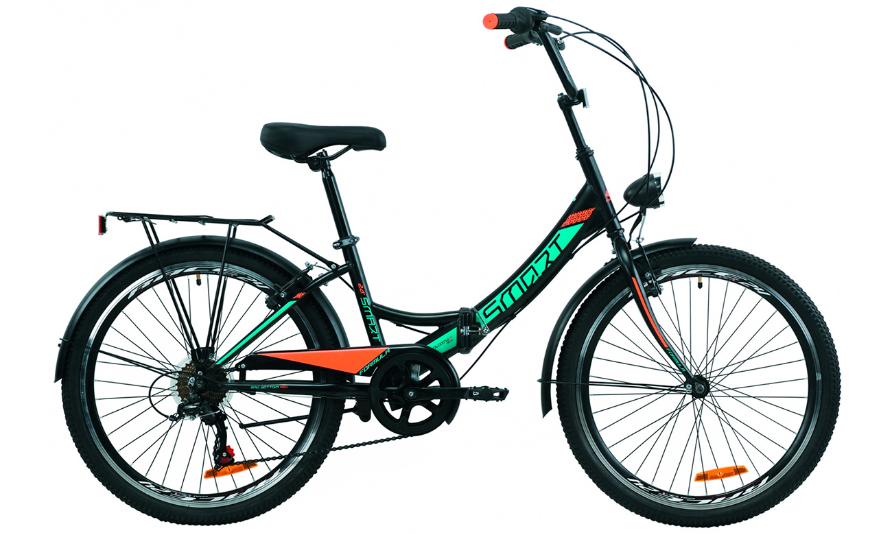 Фотография Велосипед Formula SMART с фонарем, трещетка 24" (2020) 2020 Черно-оранжевый