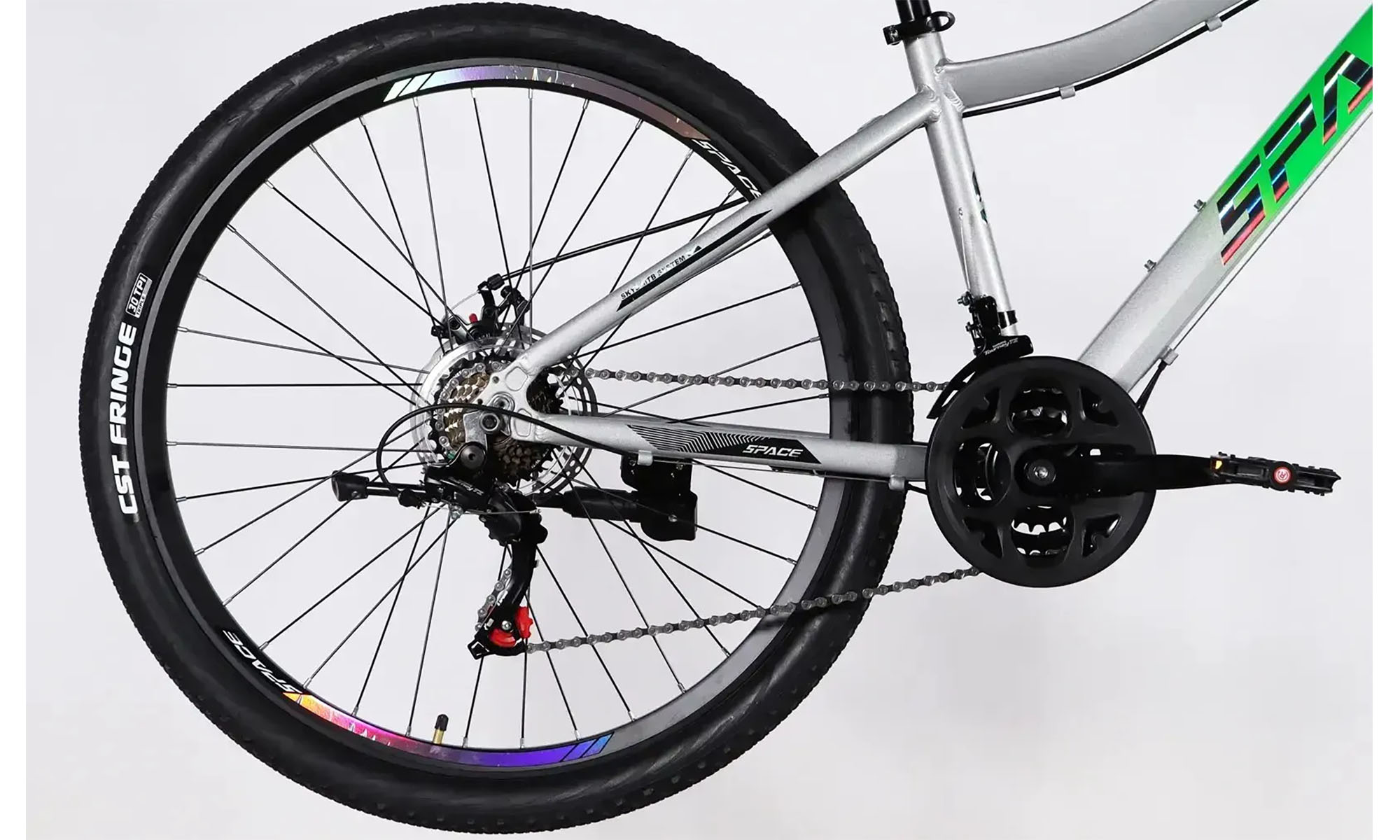 Велосипед SPACE IZIDA DD FR 26", розмір XS, рама-13", рік 2026, зелено-сріблястий 3