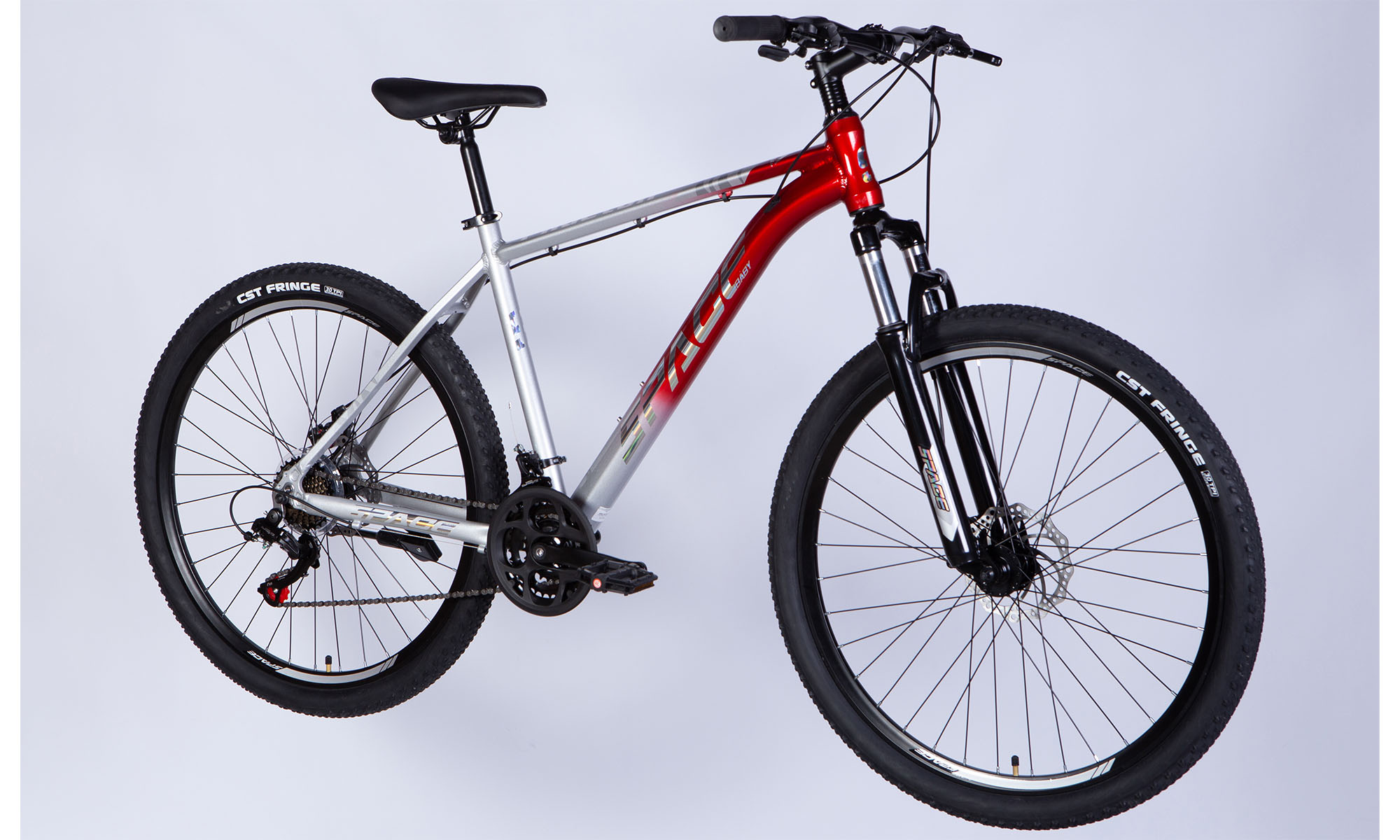 Велосипед SPACE PHAETON DD FR 27.5", размер L, рама-19", год 2026, серебристо-красный 3