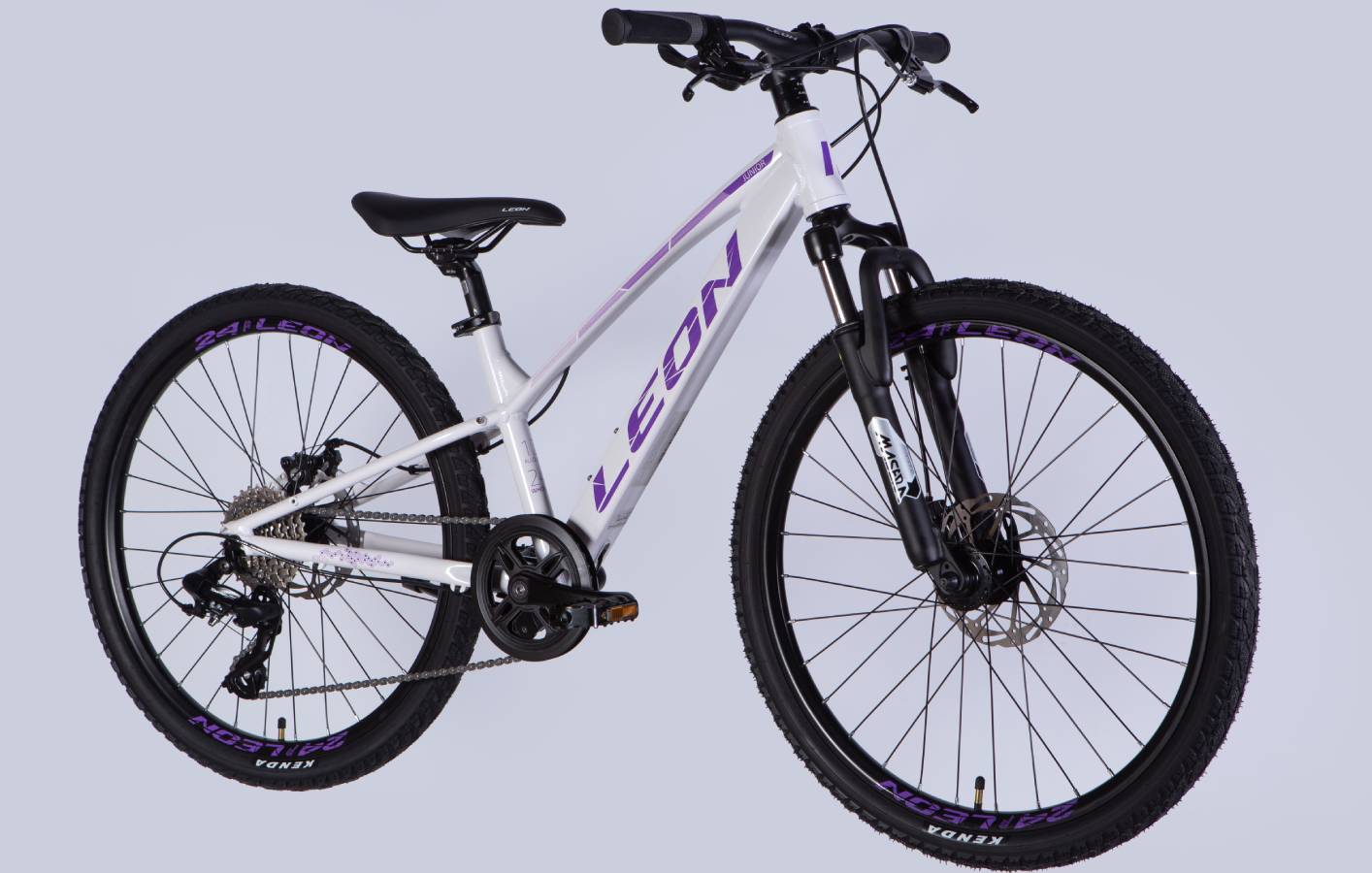 Велосипед Leon JUNIOR DD CS 24", размер XXS, рама 12", 2025, белый с сиреневым 4