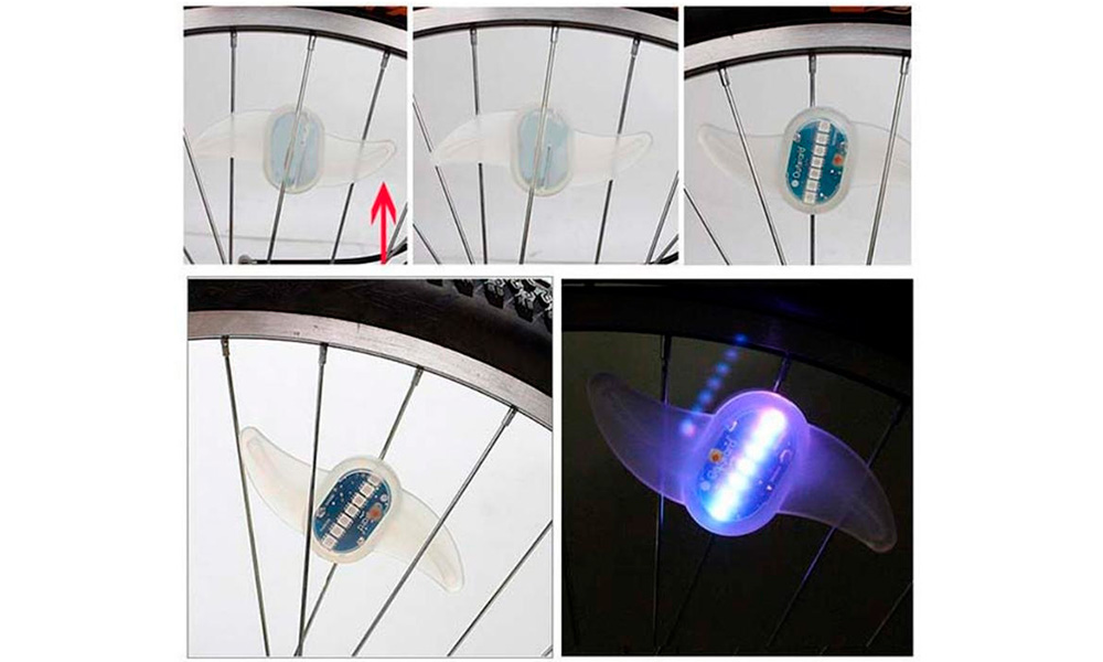 Фотография Подсветка на спицы колеса BC-L03 LED, с датчиком движения, питание 2хCR2032 4