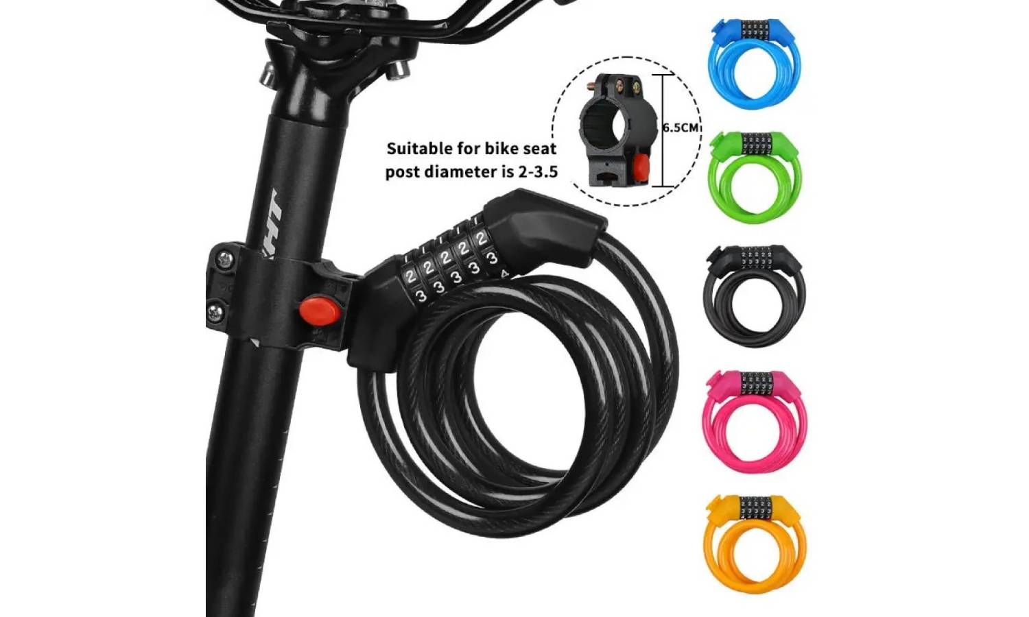 Замок кодовий EsLNF Anti-Theft 12 х 120 мм. помаранч 2