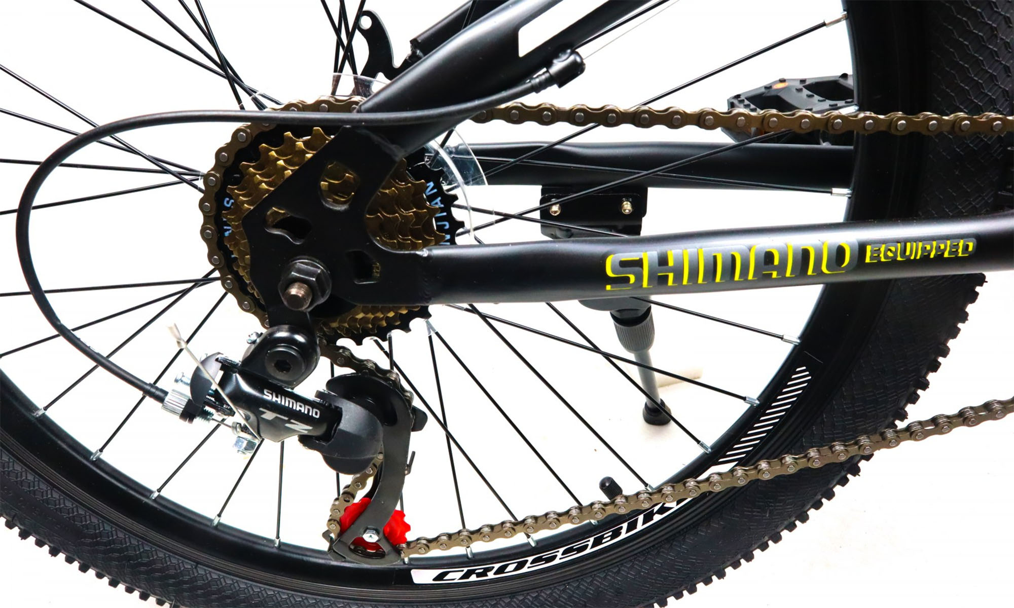 Велосипед CrossBike Atlas 24", размер XXS, рама 12", 2021, Черный-Неоновый желтый 2