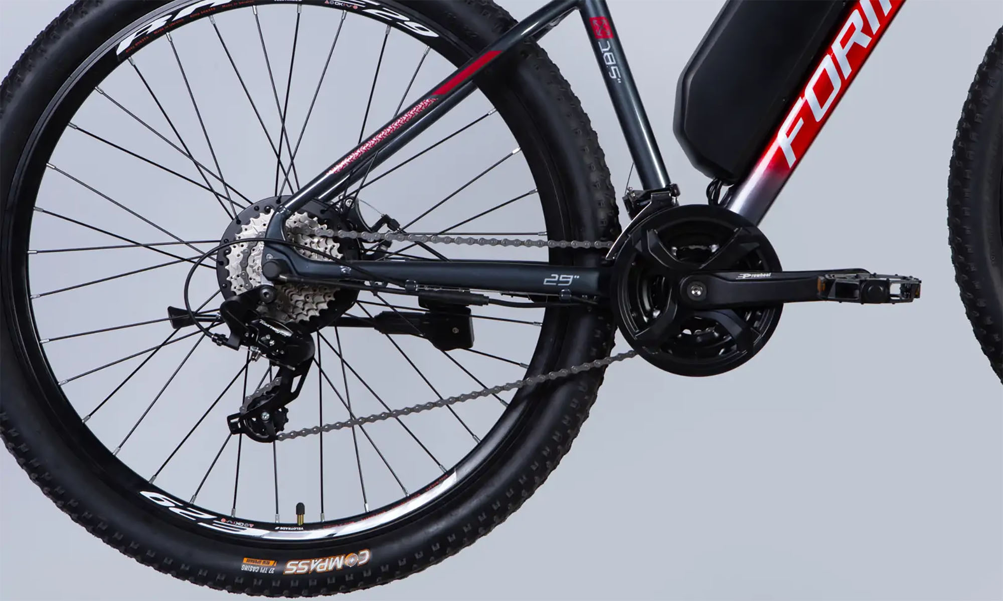 Велосипед з електроприводом Formula eF-1 DD CS 29", розмір M, рама-18,5", 48B, 12.5А*г, 500Вт, рік 2026, червоно-сріблястий 3