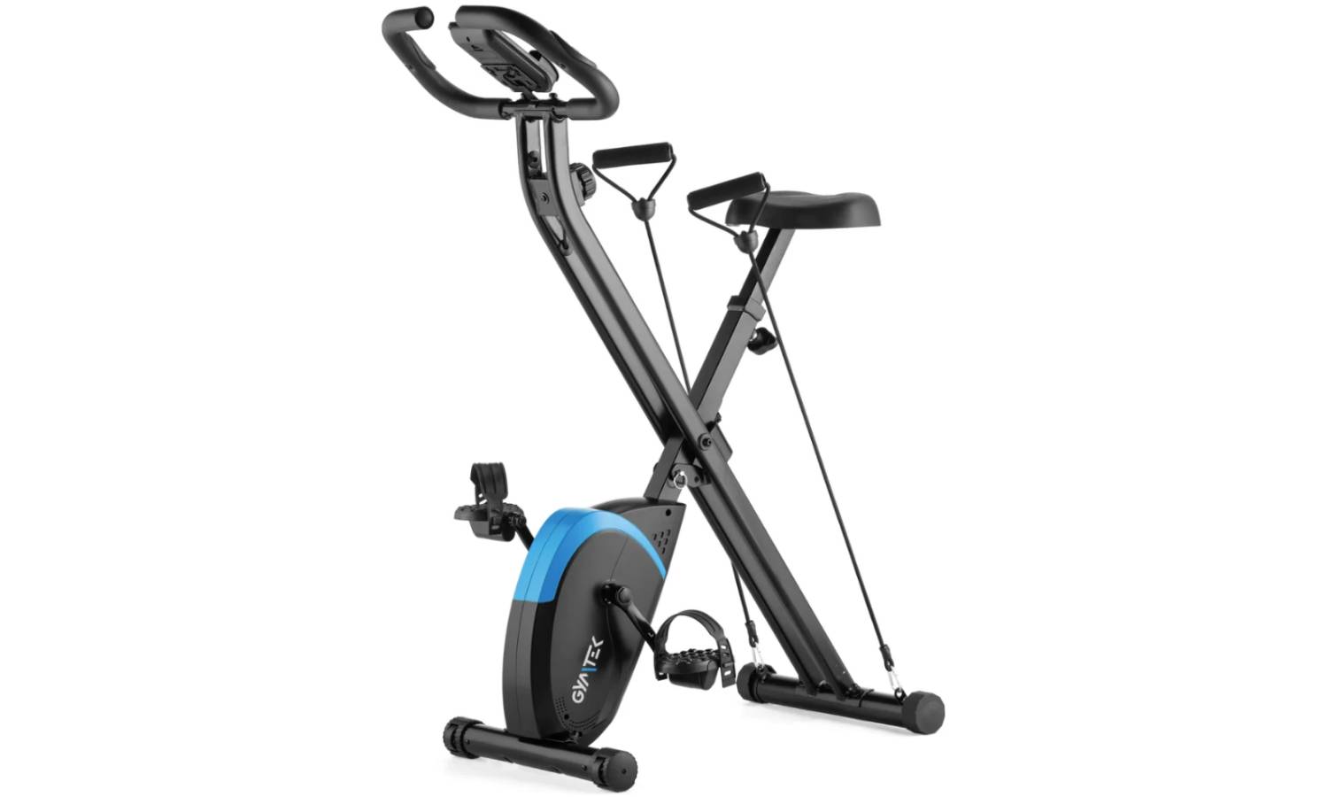 Велотренажер Gymtek FX800 магнітний складаний з еспандерами синій 5