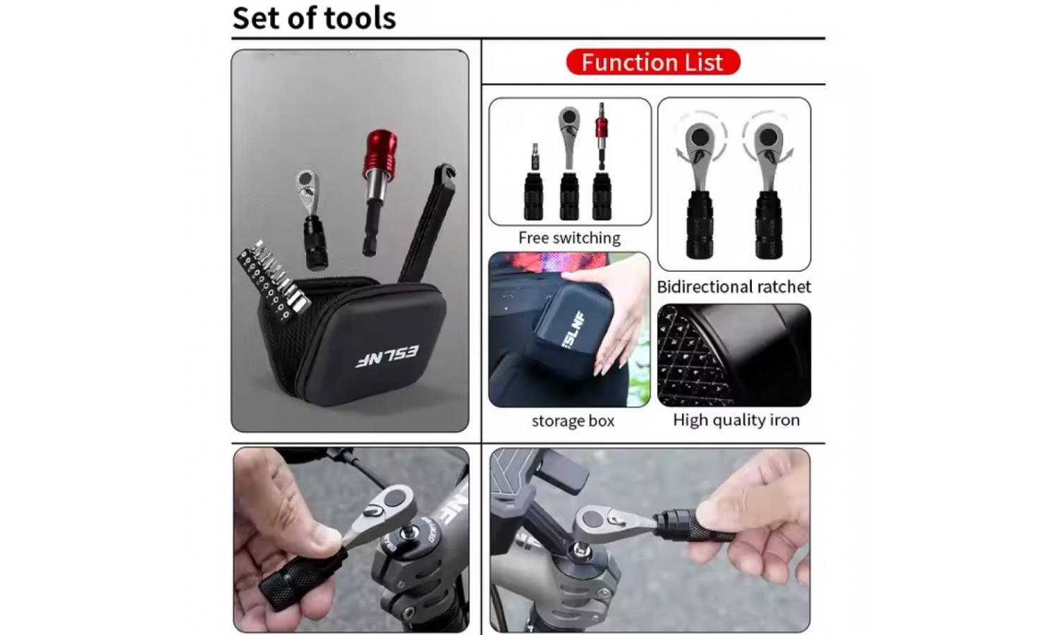 Ключ трещітка EsLNF з шестигранниками, в чохлі 3