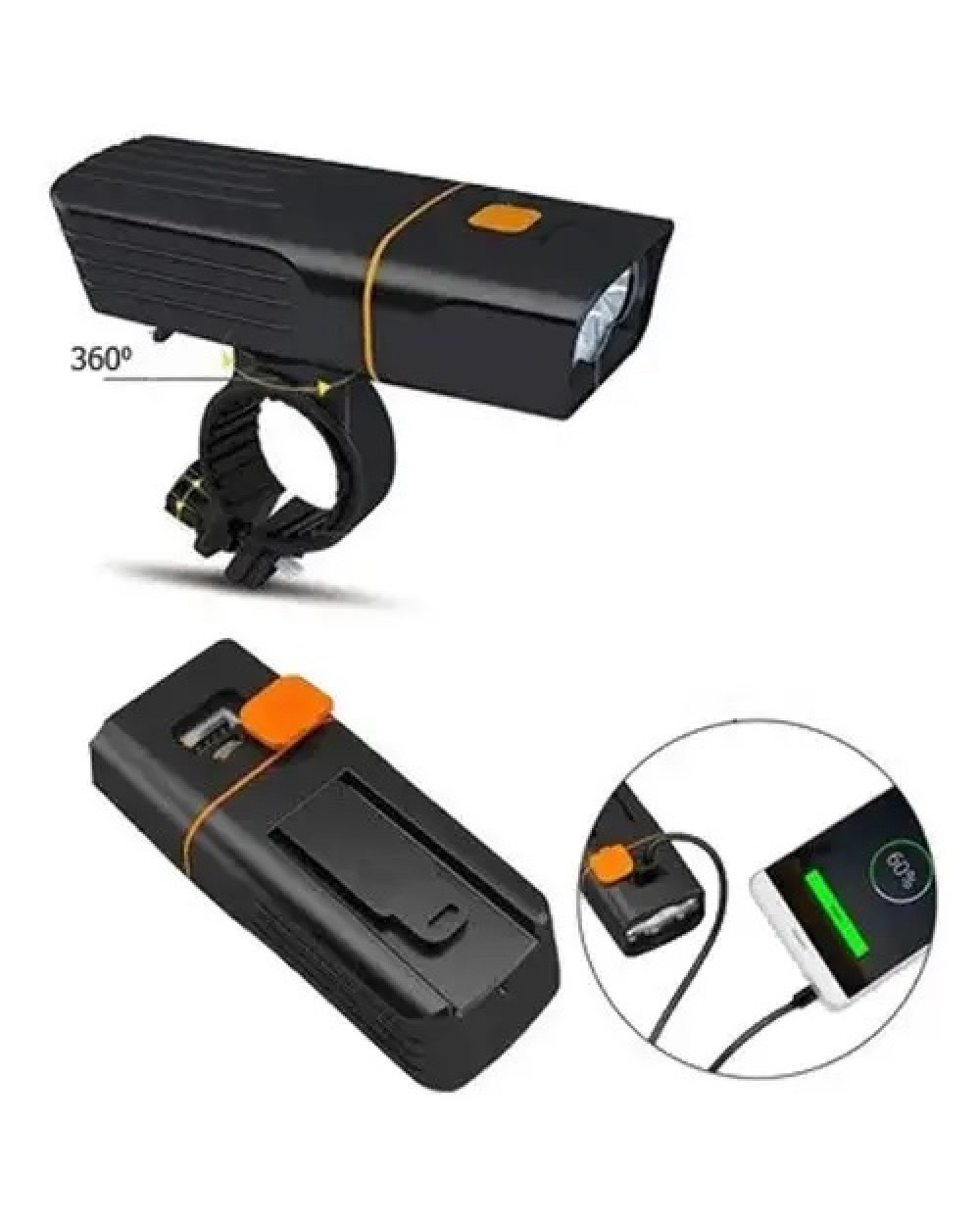 Передня фара TK-3, IPX5, акумулятор, micro USB Чорний 4
