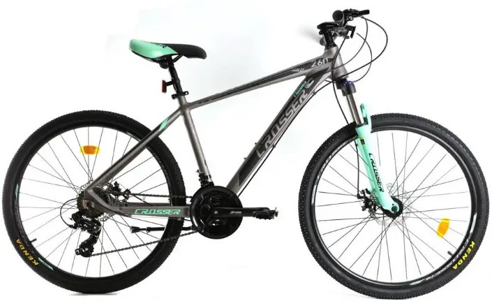 Фотографія Велосипед Crosser Solo 21S 29" розмір L рама 19 2021 Сіро-зелений