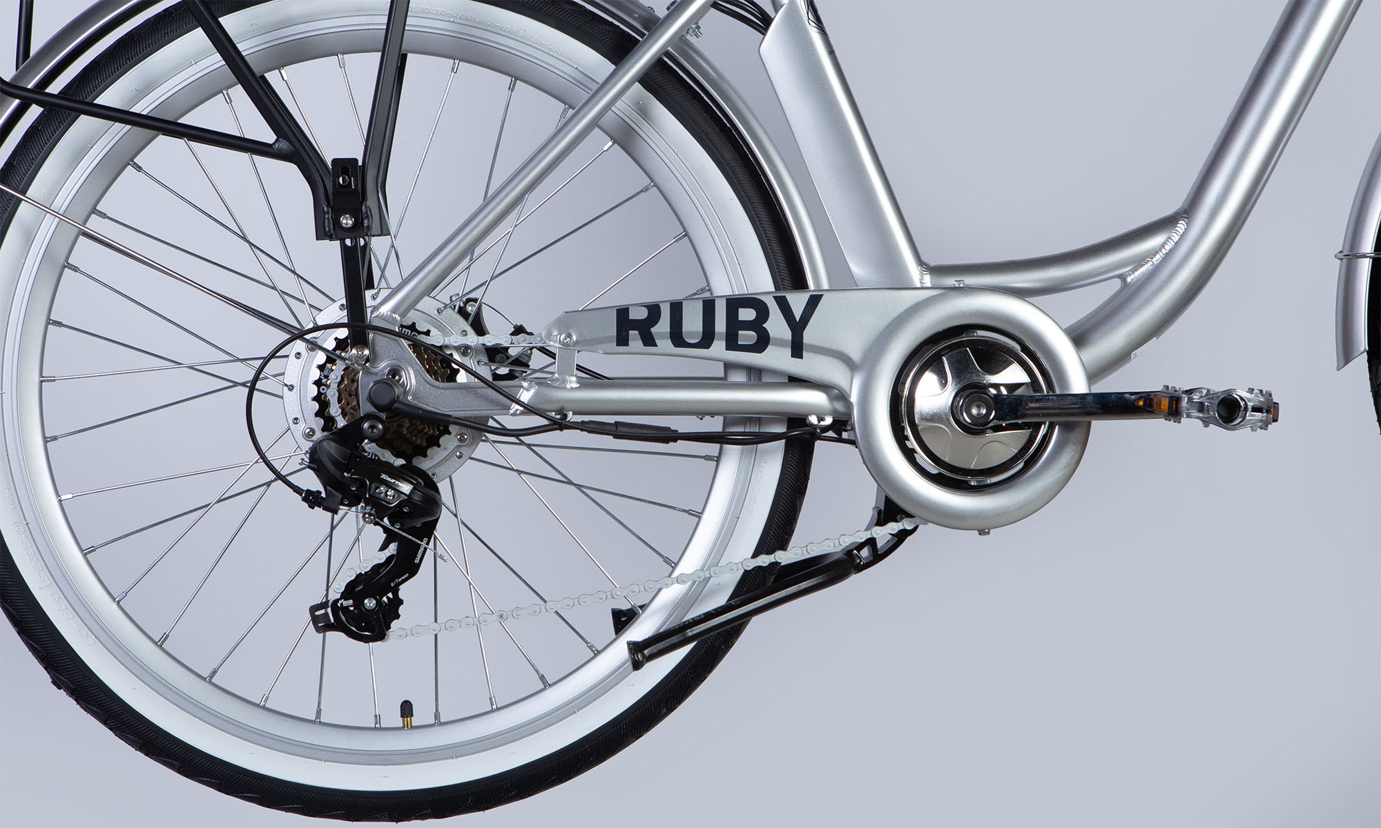 Велосипед с электроприводом Dorozhnik eRUBY DD FR 26", размер M, рама-17", 36B, 17.5А*ч, 500Вт, год 2025, светло-серый 2