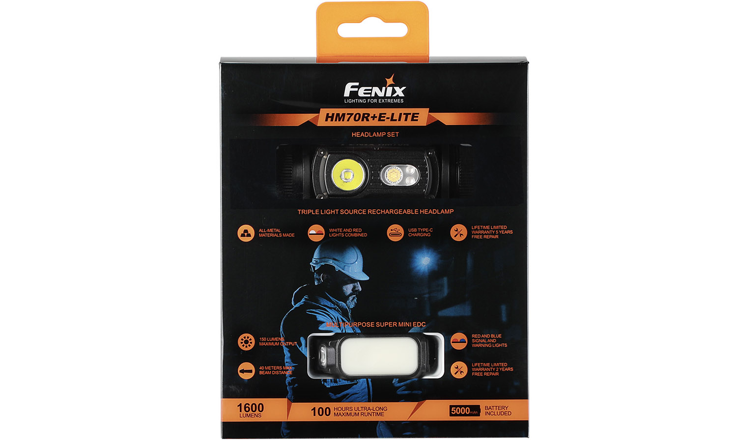Ліхтар налобний Fenix ​​HM70R + Ліхтар ручний Fenix ​​E-LITE 3