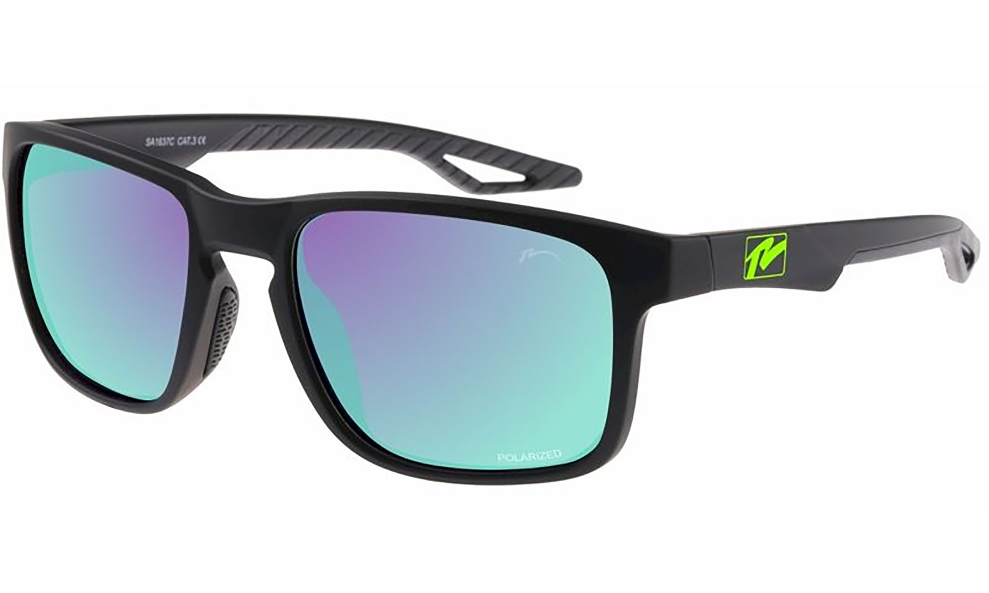 Очки Relax Baltra черные прорезинные, линза smoke (Polarized TAC 1,1 mm), green revo, кат. 3 