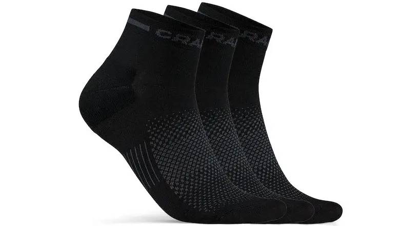 Фотография Комплект носков Craft Core Dry Mid унисекс 3 пары, размер 34-36, сезон AW 22, черные 