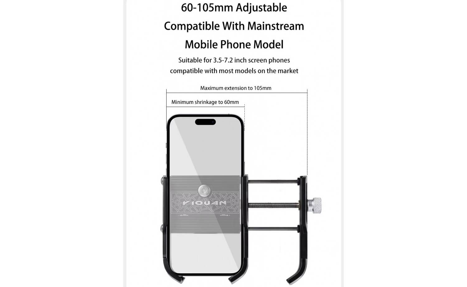 Велодержатель EsLNF для телефона 55-105мм, крепление на руль, ALU, черный 3 Велодержатель EsLNF для телефона 55-105мм, крепление на руль, ALU, черный 3