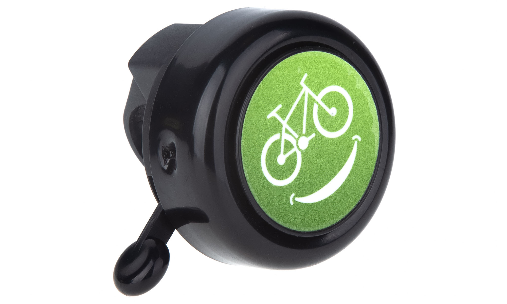 Звонок ONRIDE Rang 10, велосмайл, алюминиевый, диаметр руля 22мм, черно-зеленый Звонок ONRIDE Rang 10, велосмайл, алюминиевый, диаметр руля 22мм, черно-зеленый