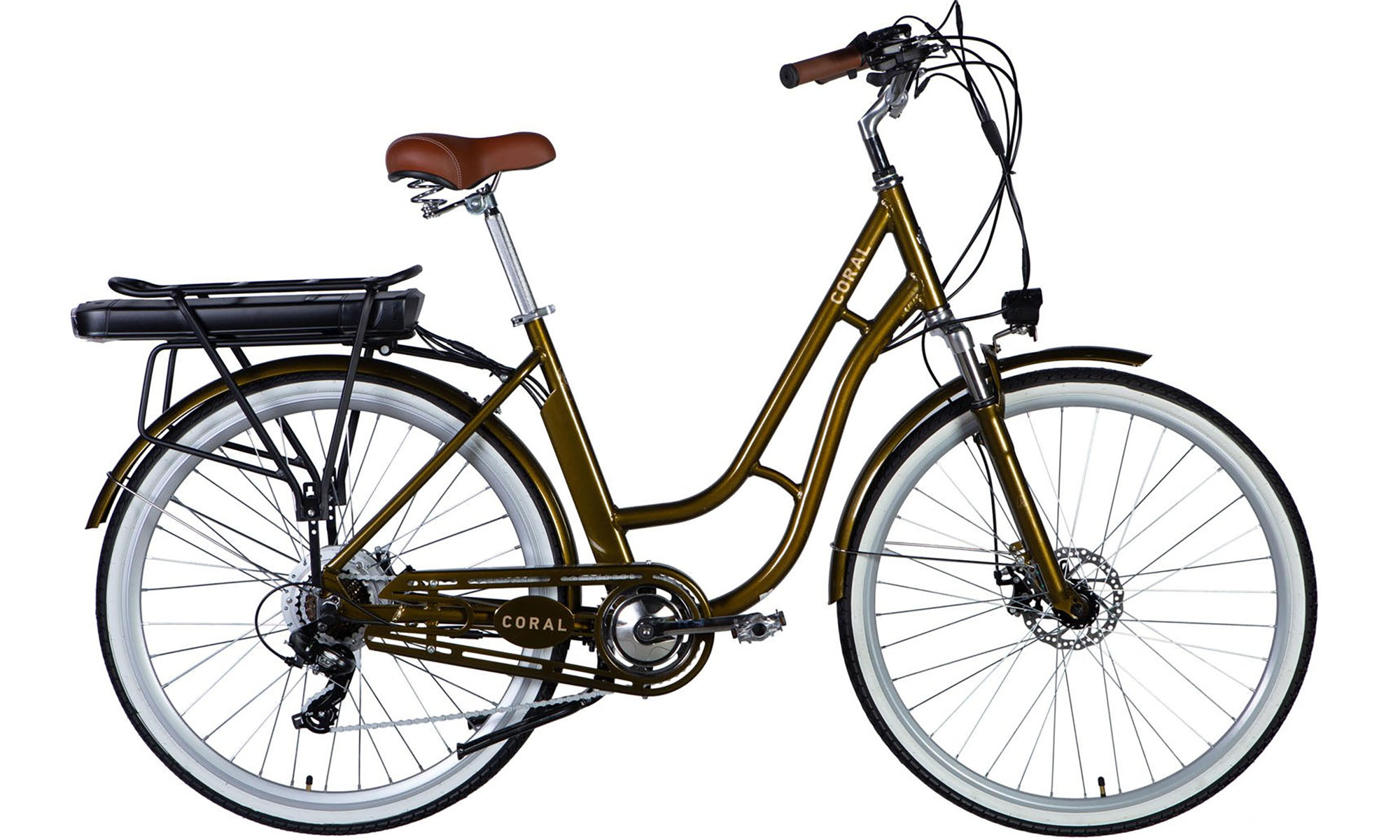 Велосипед с электроприводом Dorozhnik eCORAL DD FR 28", размер L, рама-19", 48B, 13А*ч, 500Вт, год 2026, бронзовый 