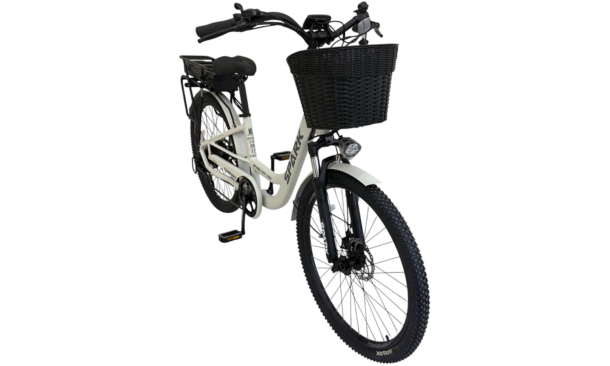 Велосипед с электромотором SPARK E-CITY COMFORT 26", размер M, рама 17", год 2026, 48V/500W/12,8Ah, светло-серый 2
