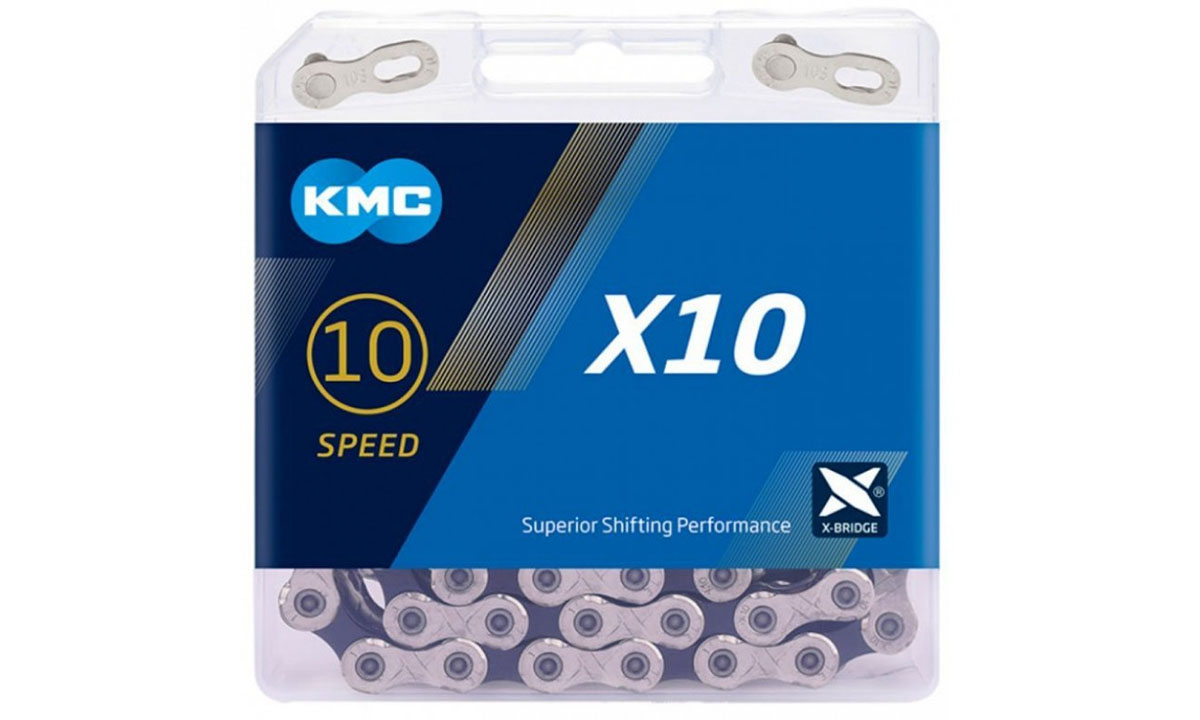 Цепь KMC X10 Silver/Black 10 скоростей 122 звена серебристый/черный + замок 2
