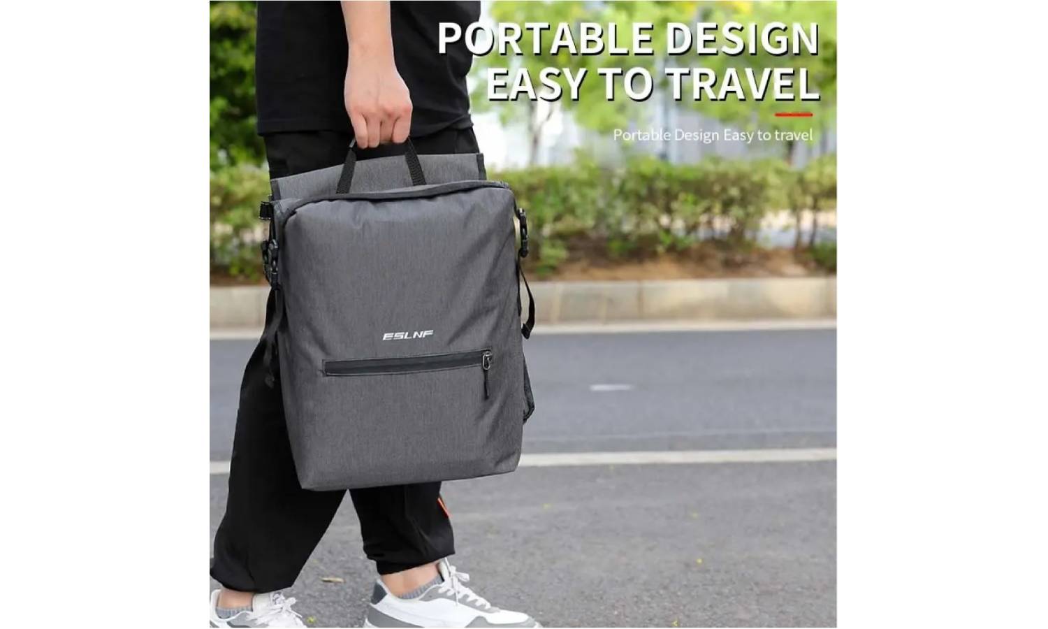 Велосумка на багажник EsLNF 2-х секционная, 28л, серый 4