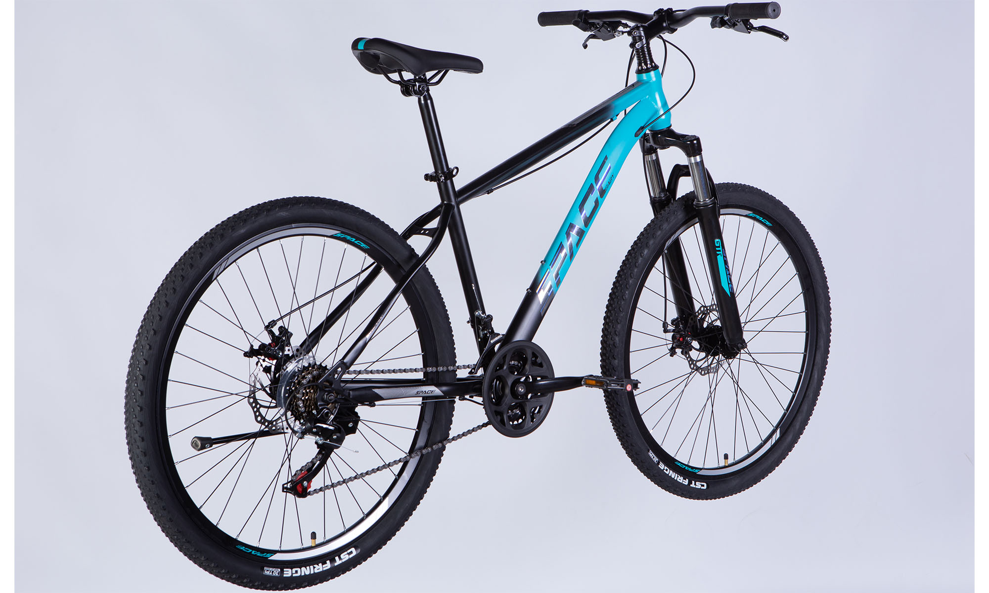 Велосипед SPACE MARS DD FR 27.5", ST, размер M, рама 17", 2025, бирюзово-черный (матовый)  4