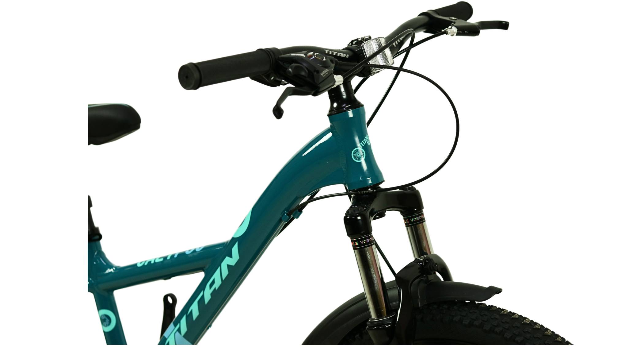 Фотография Велосипед Titan Calypso 24", размер XXS рама 11" (2022), Зелено-голубой 2