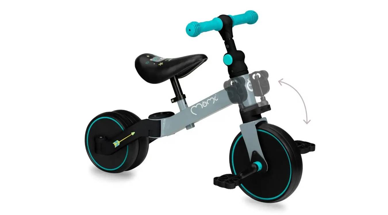 Беговел-велосипед MoMi LORIS 4 в 1 Grey-Turquoise 2
