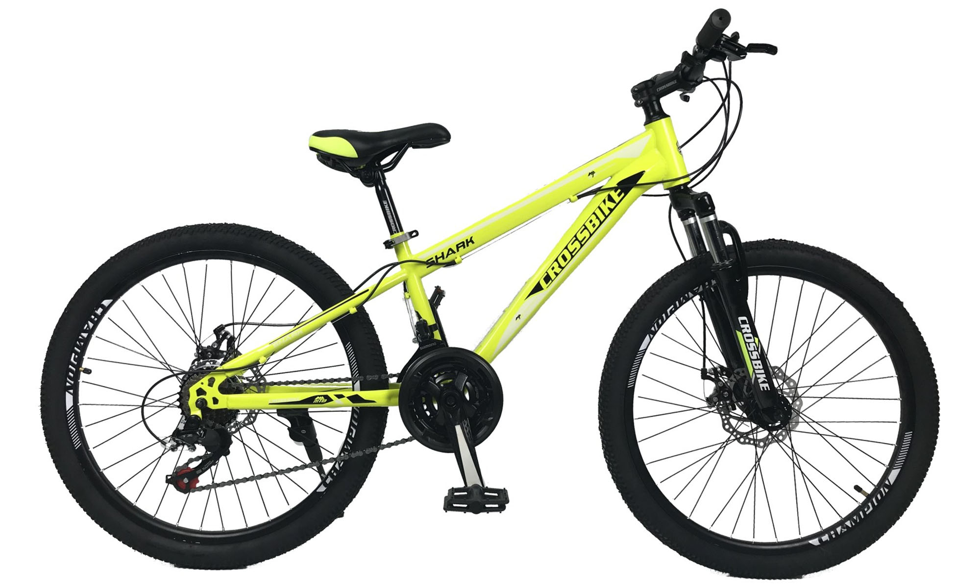 CrossBike Shark 24 Велосипед, розмір XXS, кадр 11 ", 2021, неонова жовто-чорна біла 