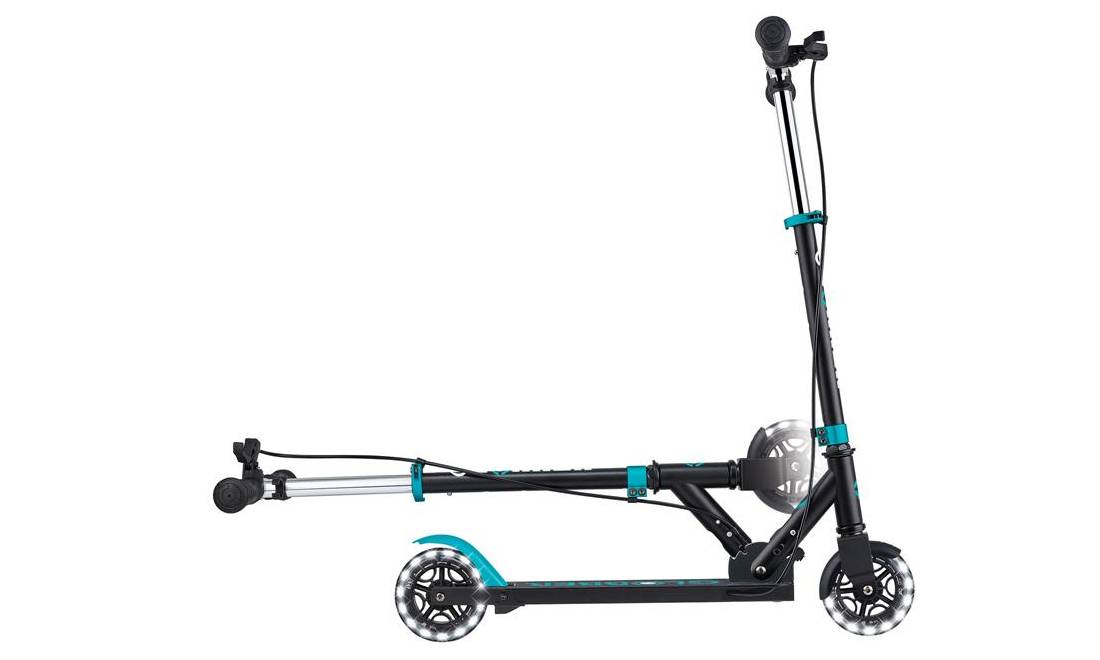 Самокат GLOBBER серии FLOW ELEMENT JUNIOR LIGHTS, черно-бирюзовый, колеса с подсветкой, 3+ 9