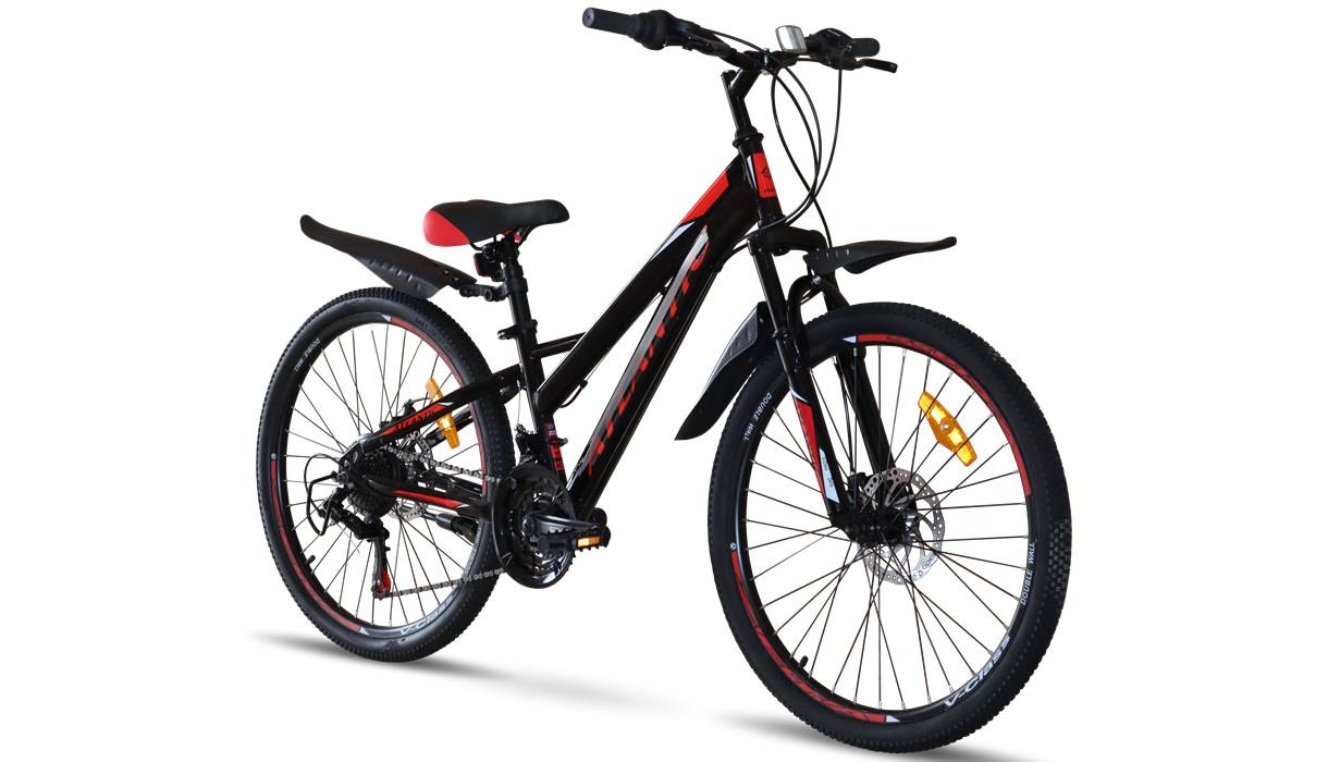 Фотография Велосипед Atlantic Fusion NS 24" размер XXS рама 12 2024 Черно-красный 3