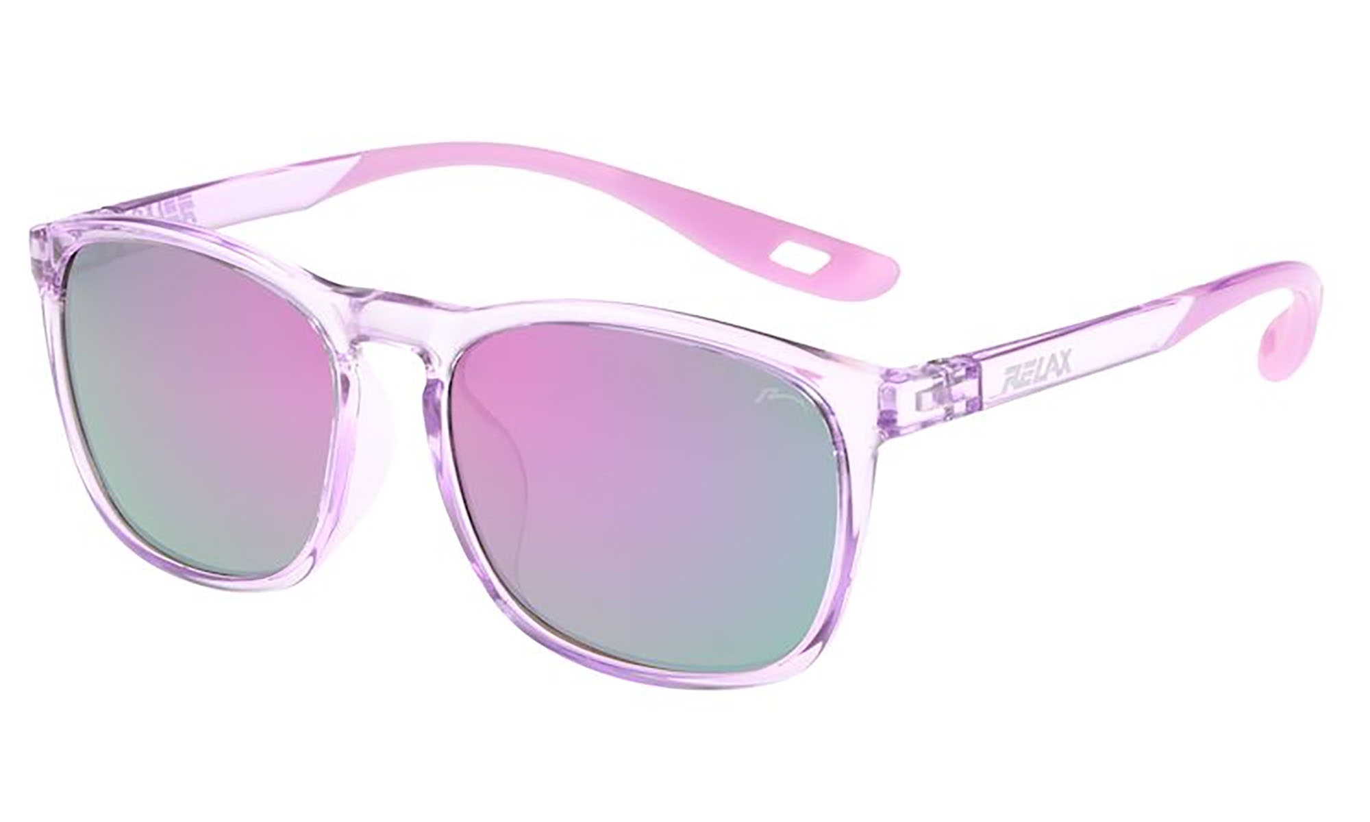 Окуляри дитячі Relax Siri фіолетові кристальні, лінза smoke (PC), purple revo, кат. 3 Окуляри дитячі Relax Siri фіолетові кристальні, лінза smoke (PC), purple revo, кат. 3